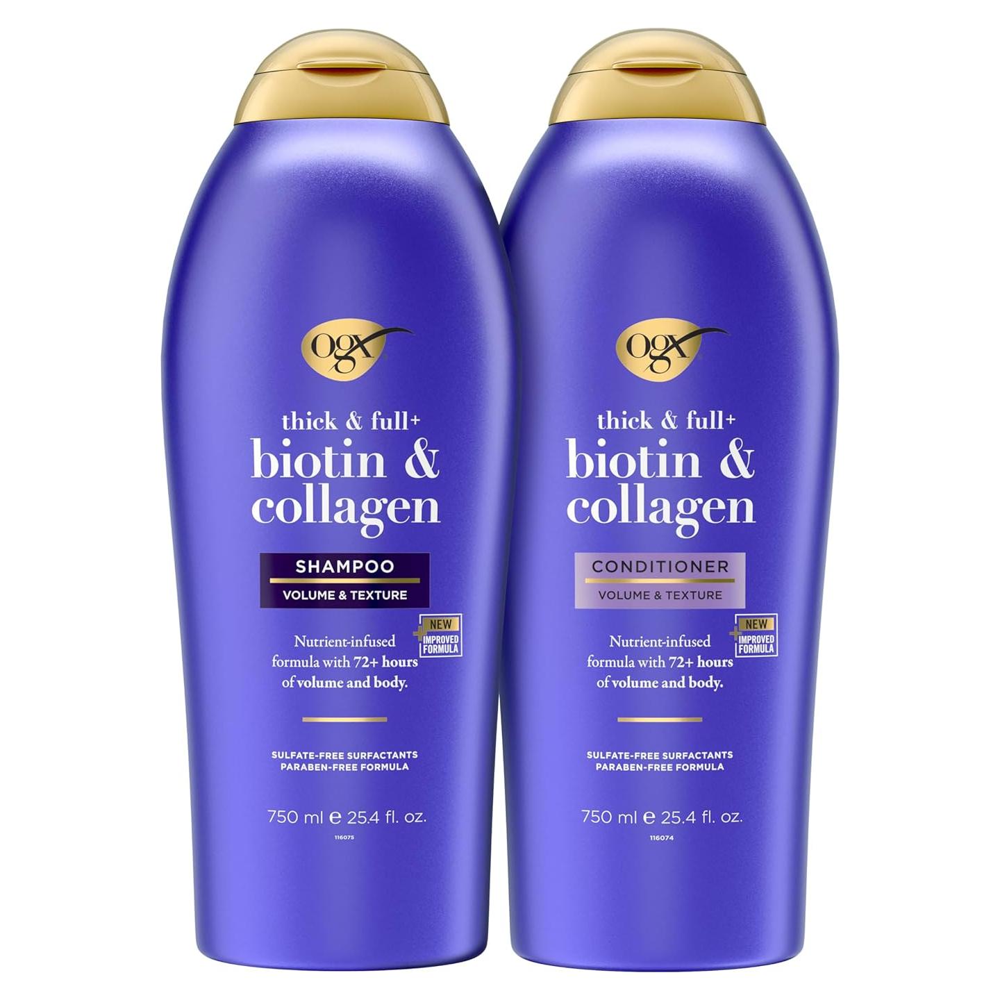 Conjunto Champú y Acondicionador OGX Biotina y Colágeno 750 ml