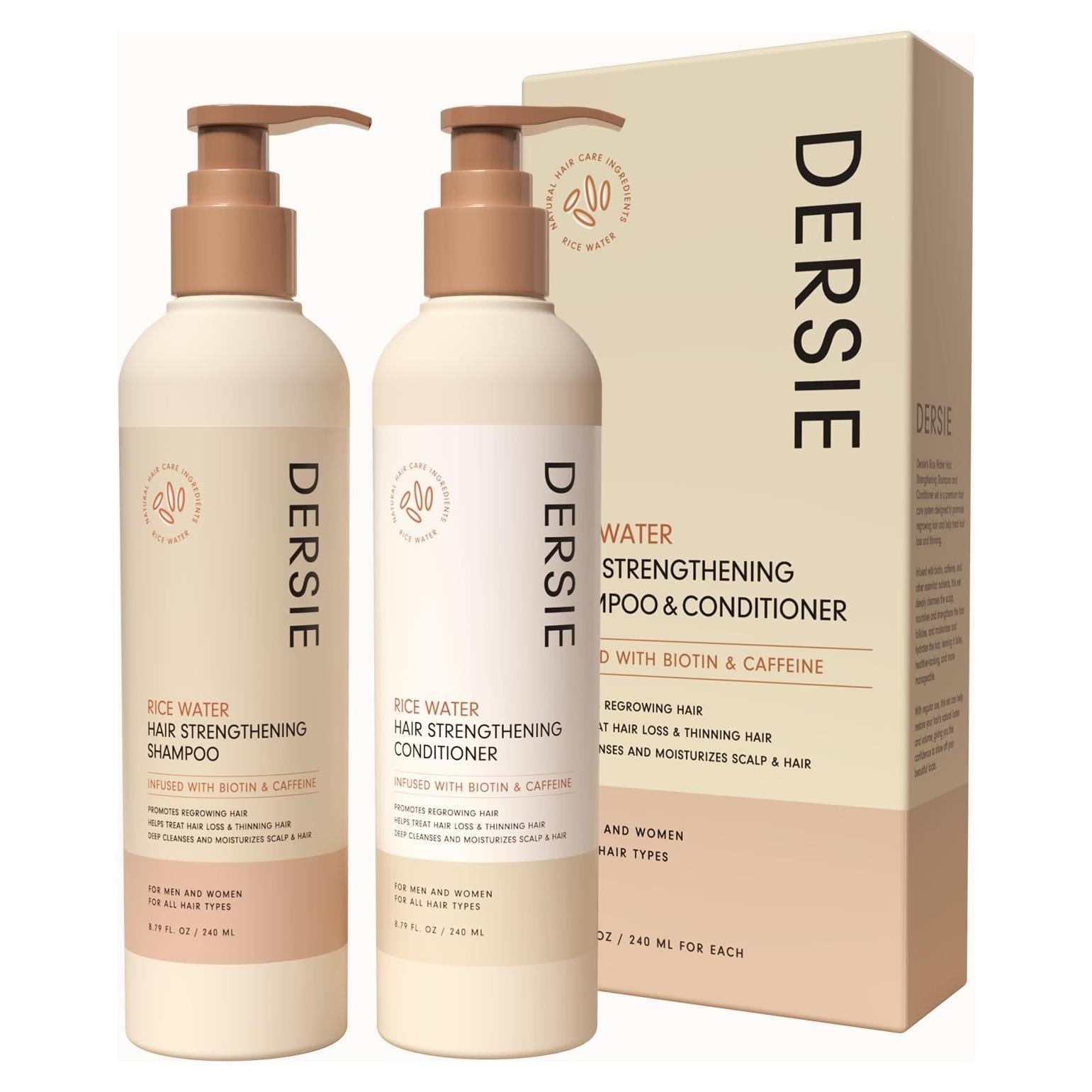 Champú y Acondicionador de Agua de Arroz Dersie 500ml - Crecimiento Cabello