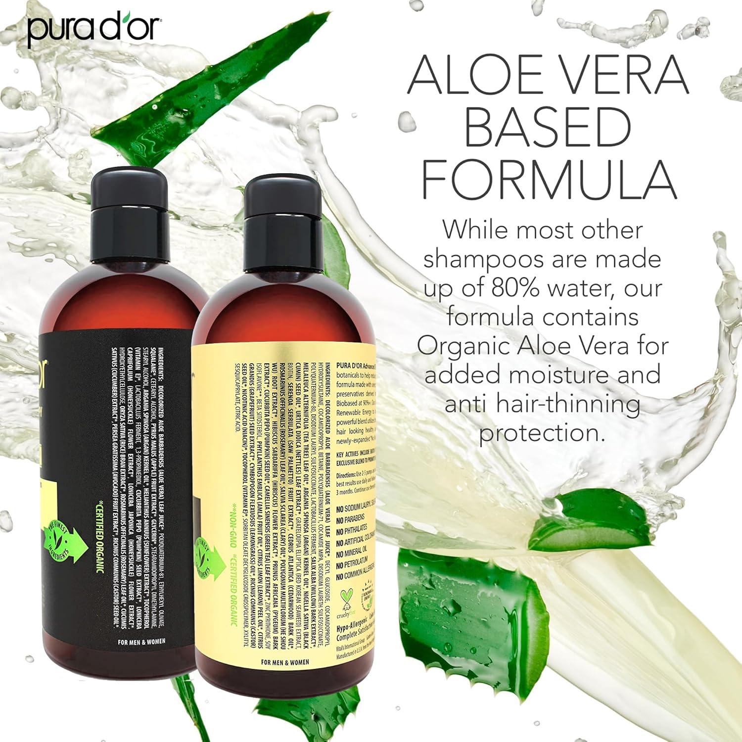 PURA D'OR Champú y Acondicionador Biotina 2x473ml Engrosar Cabello