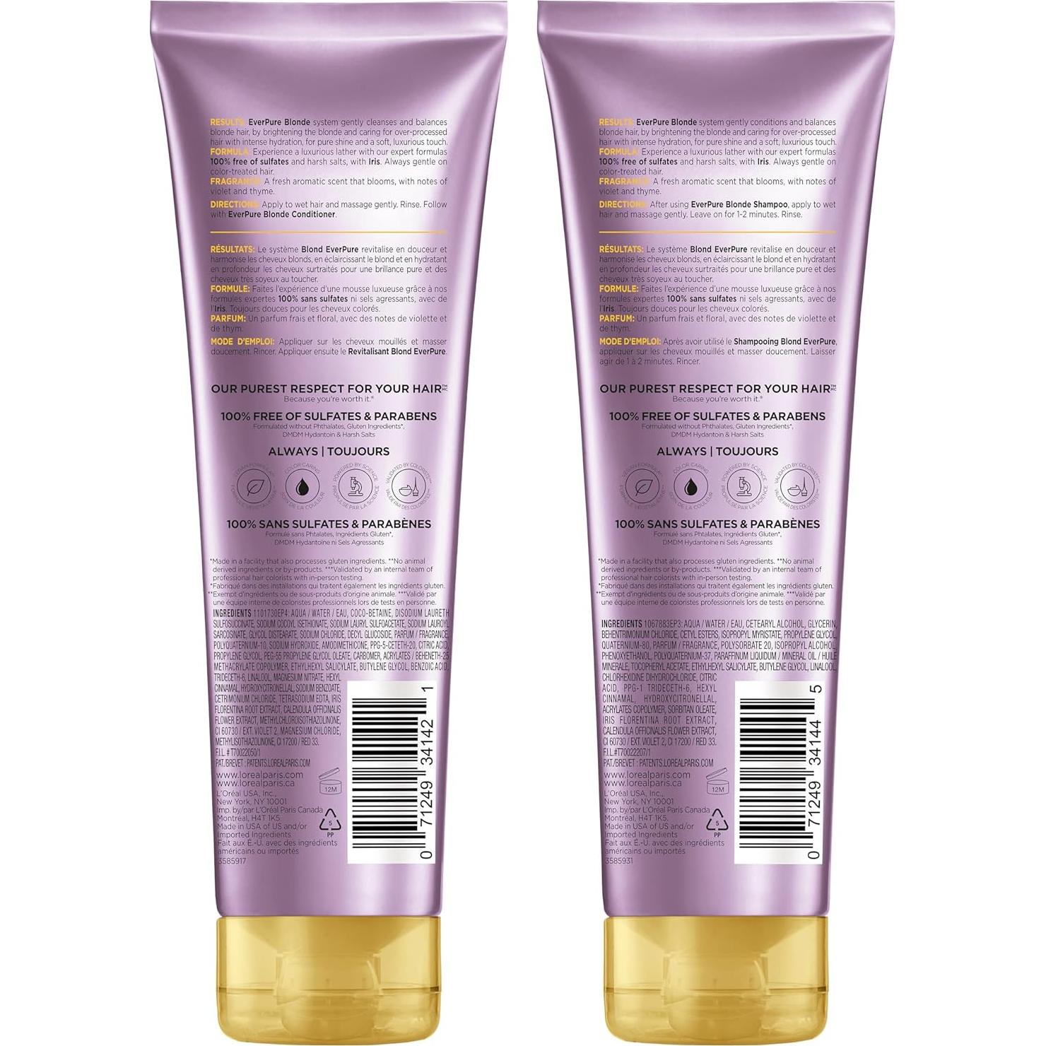 Set de Champú y Acondicionador Sin Sulfatos L'Oreal 250 ml