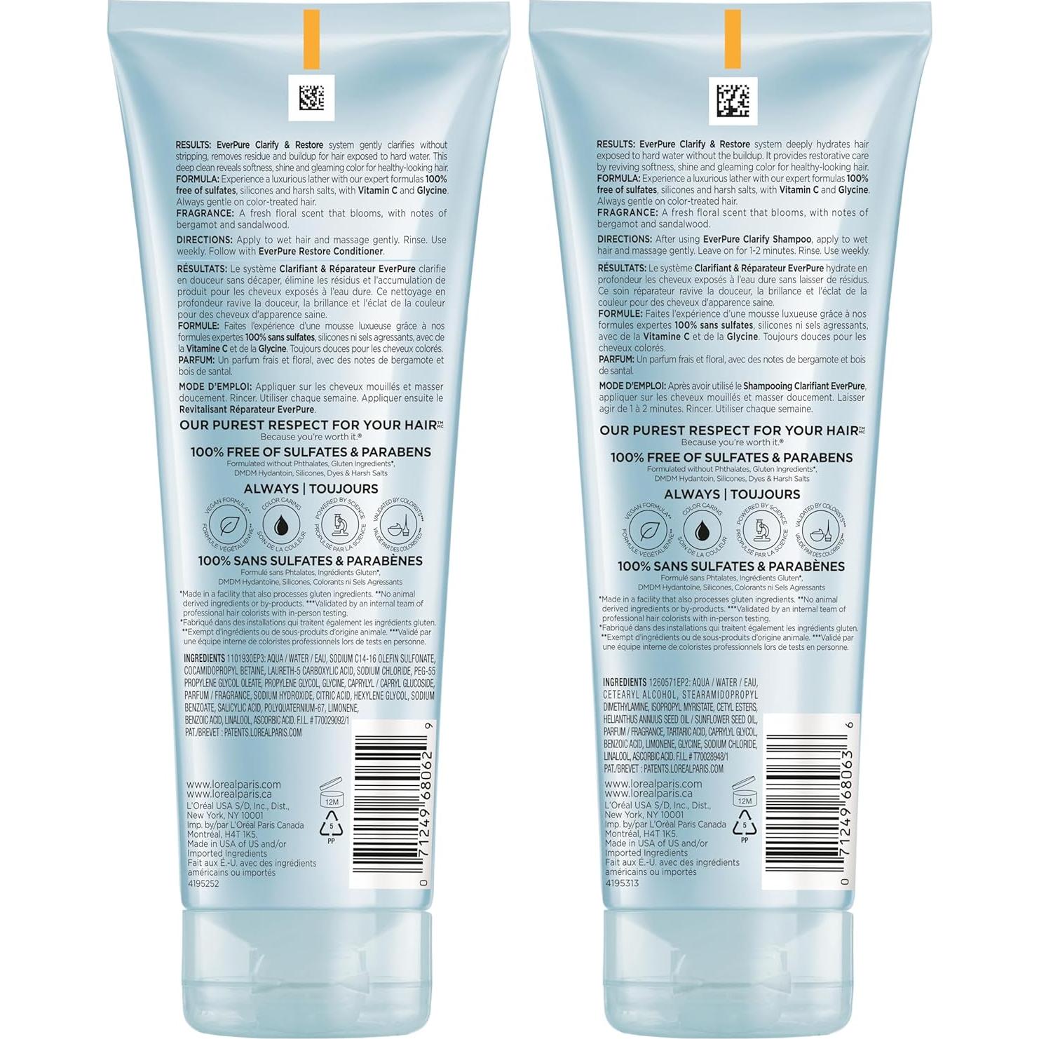 Set Champú y Acondicionador Sin Sulfatos L'Oreal Paris EverPure 226g