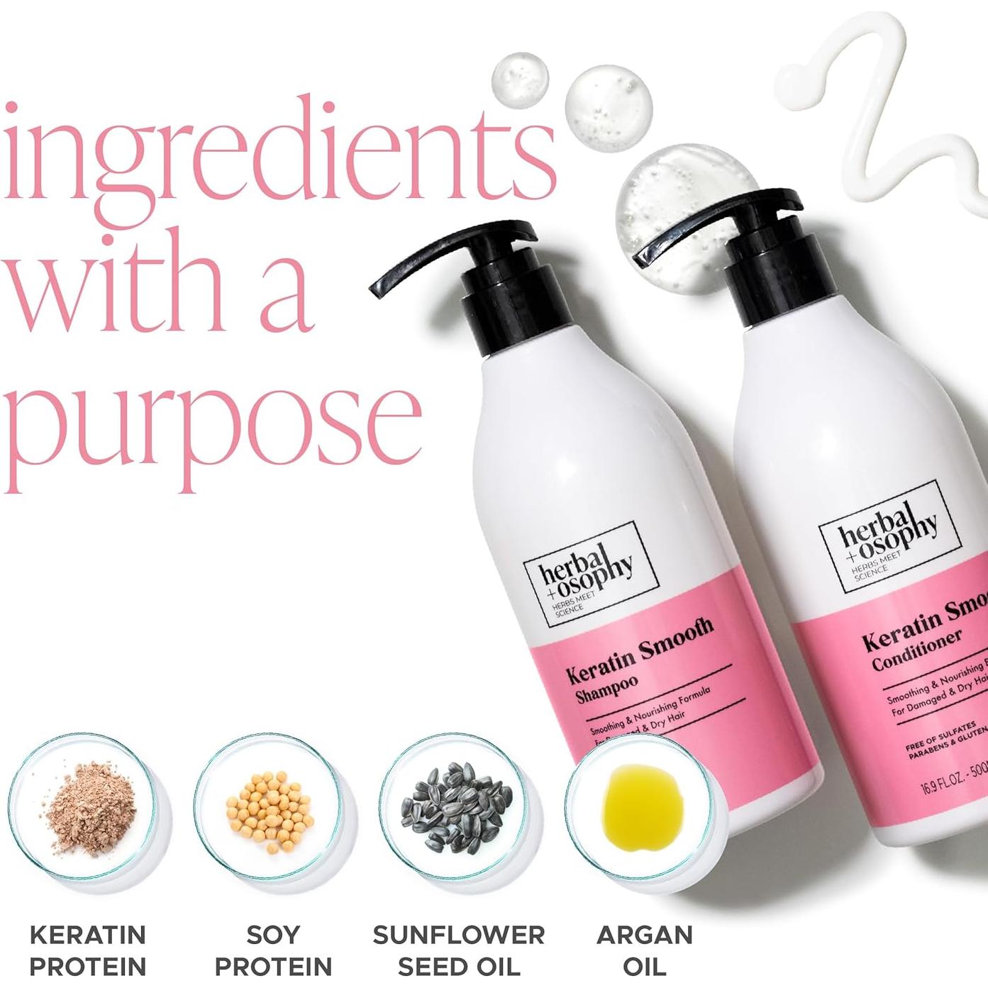 Conjunto Champú y Acondicionador Herbalosophy Queratina 2 x 500 ml