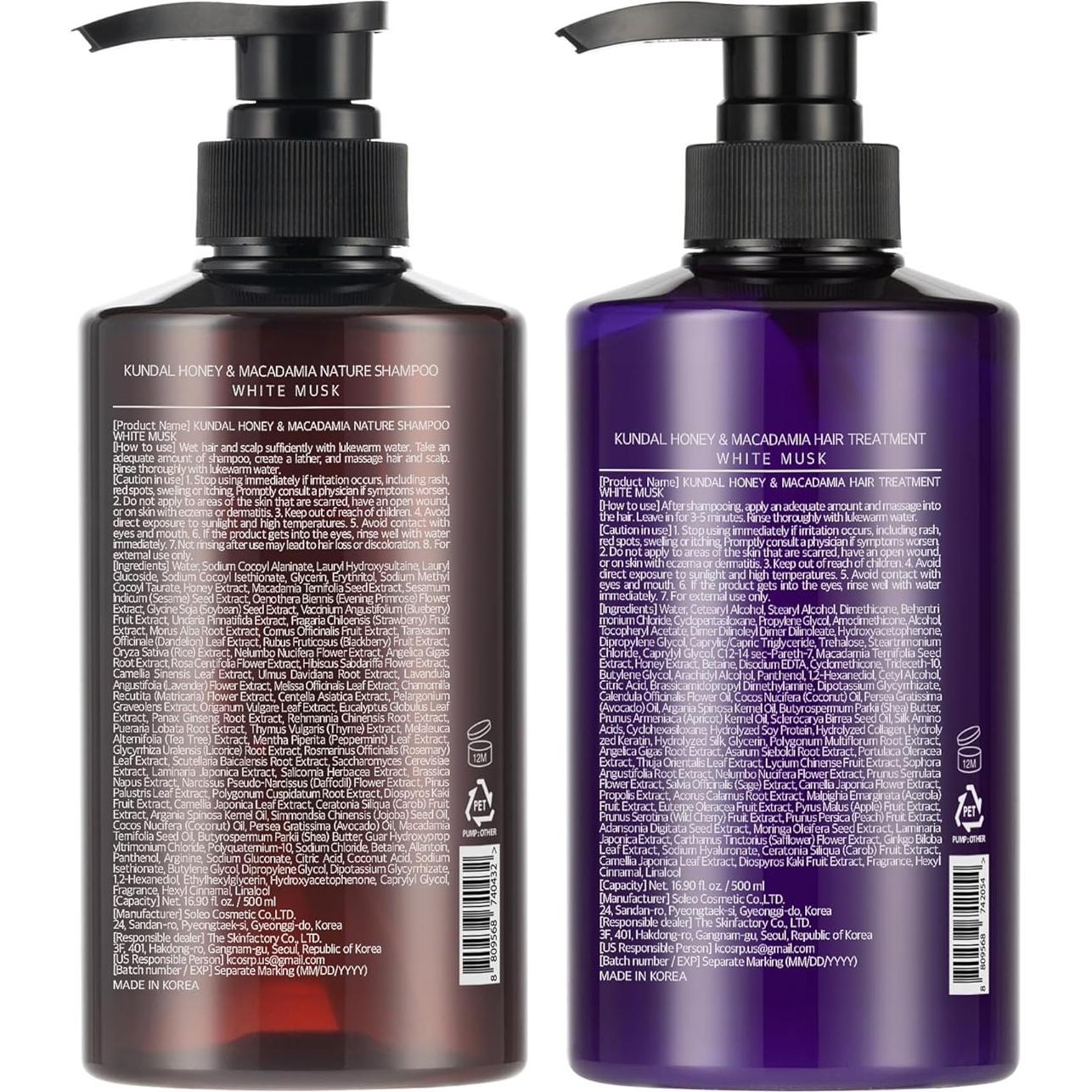 KUNDAL Set Champú y Acondicionador Almizcle Blanco 500ml