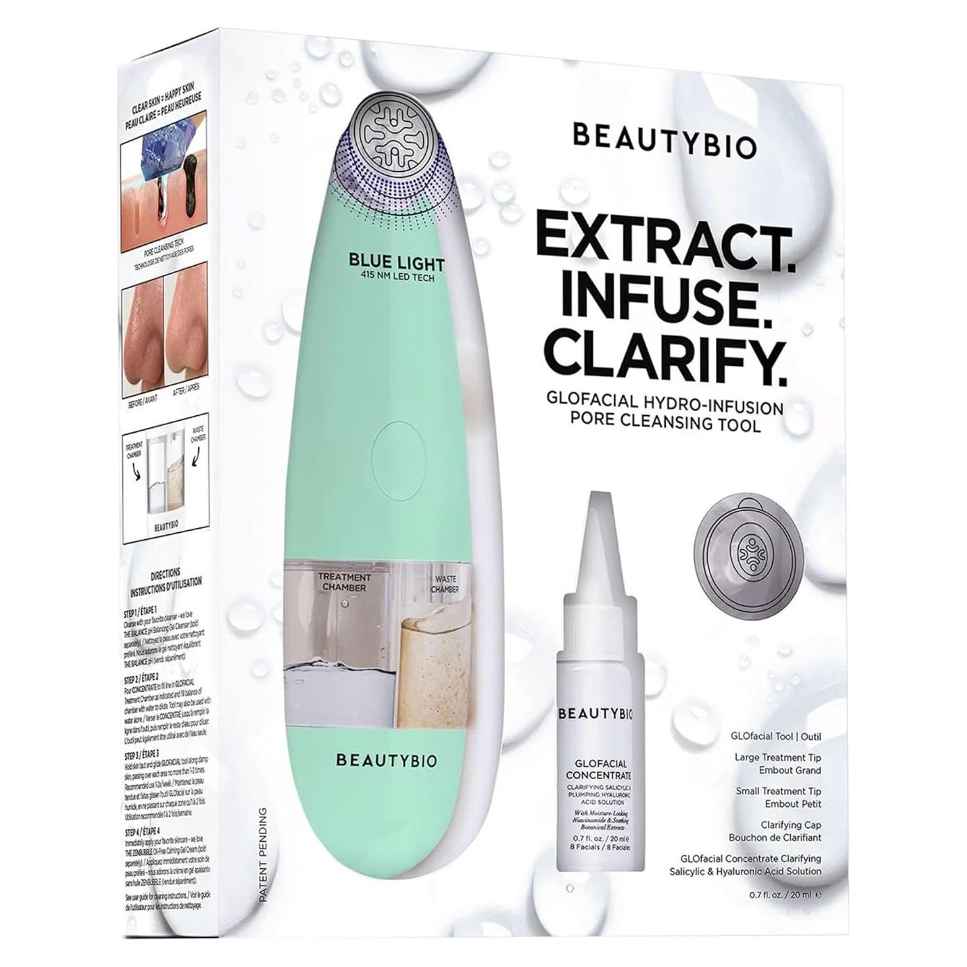 BeautyBio GLOfacial Set Hidro-Infusión + LED Azul 21.7x17cm