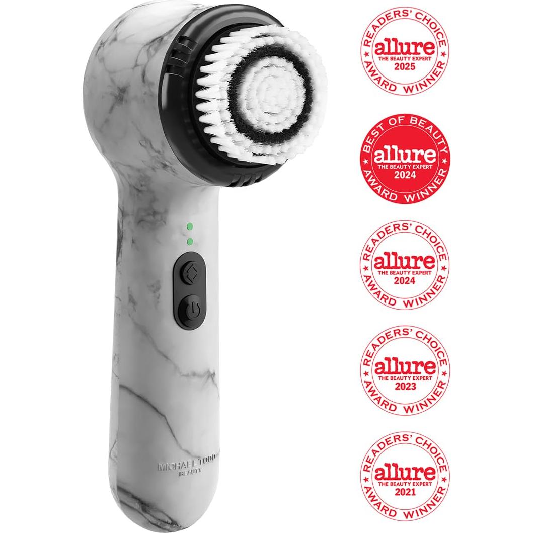 Michael Todd Beauty Soniclear Allure 2024 Best of Beauty Winner Facial Cleansing + Exfoliation Brush System with 4 speeds, Serum Infusion Head + Travel Case