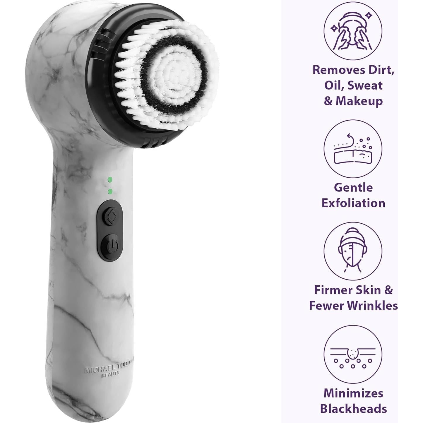 Michael Todd Beauty Soniclear Allure 2024 Best of Beauty Winner Facial Cleansing + Exfoliation Brush System with 4 speeds, Serum Infusion Head + Travel Case