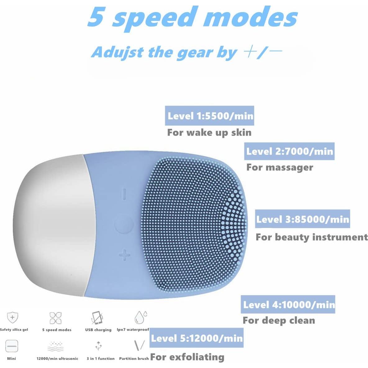Cepillo Facial Limpiador MEGAN Eléctrico Silicona IPX7 3 en 1