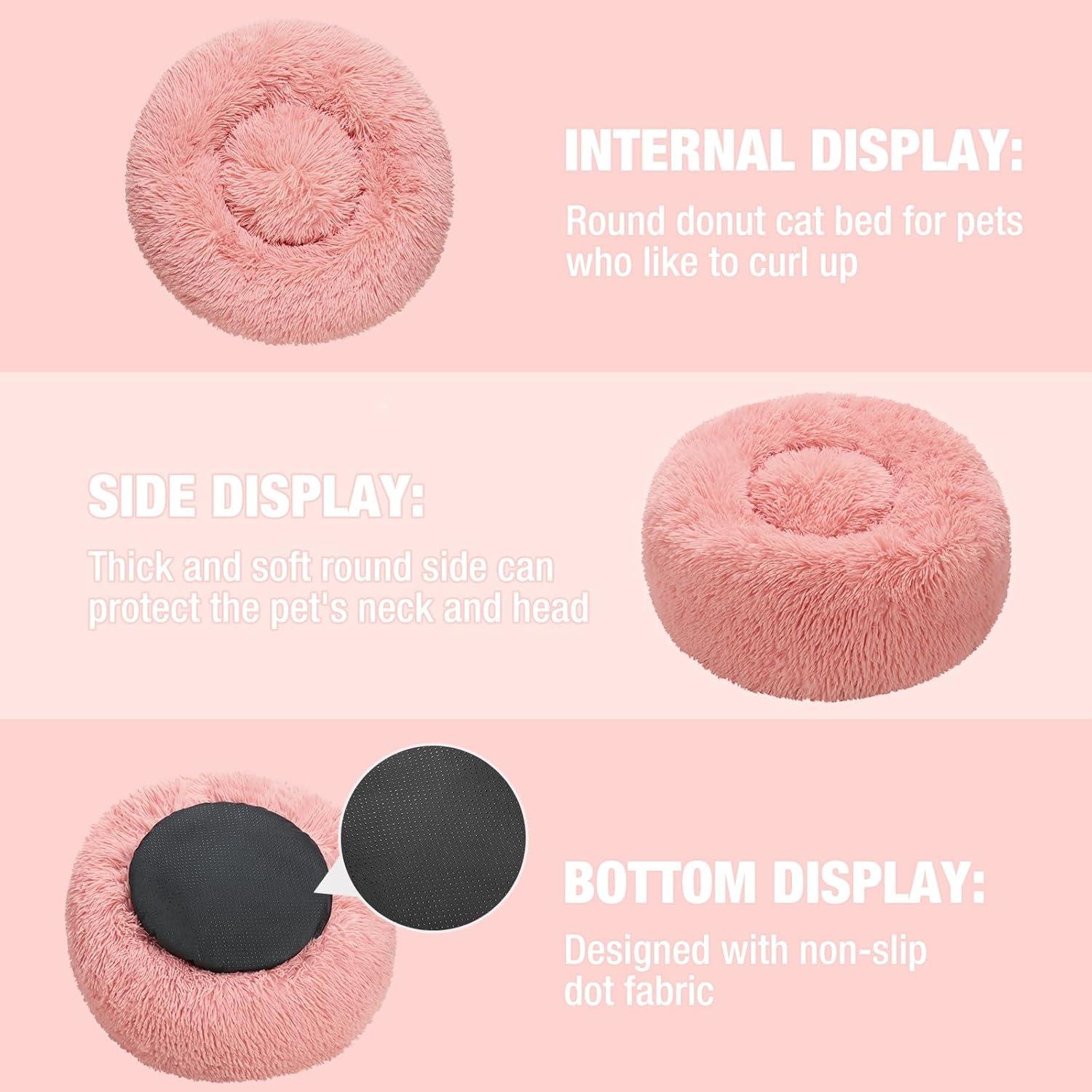 Cama para Perros Veehoo Donut Rosa 50x50 cm Antideslizante