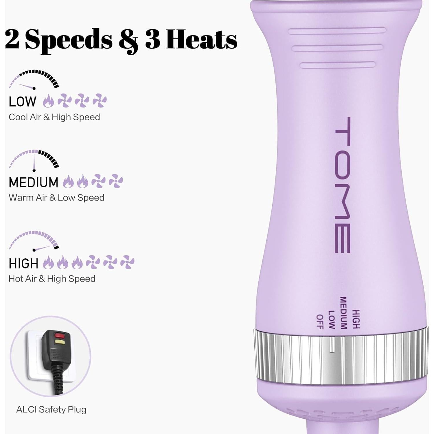 Cepillo Secador Tome Mini 2" Doble Voltaje 120-240V Púrpura