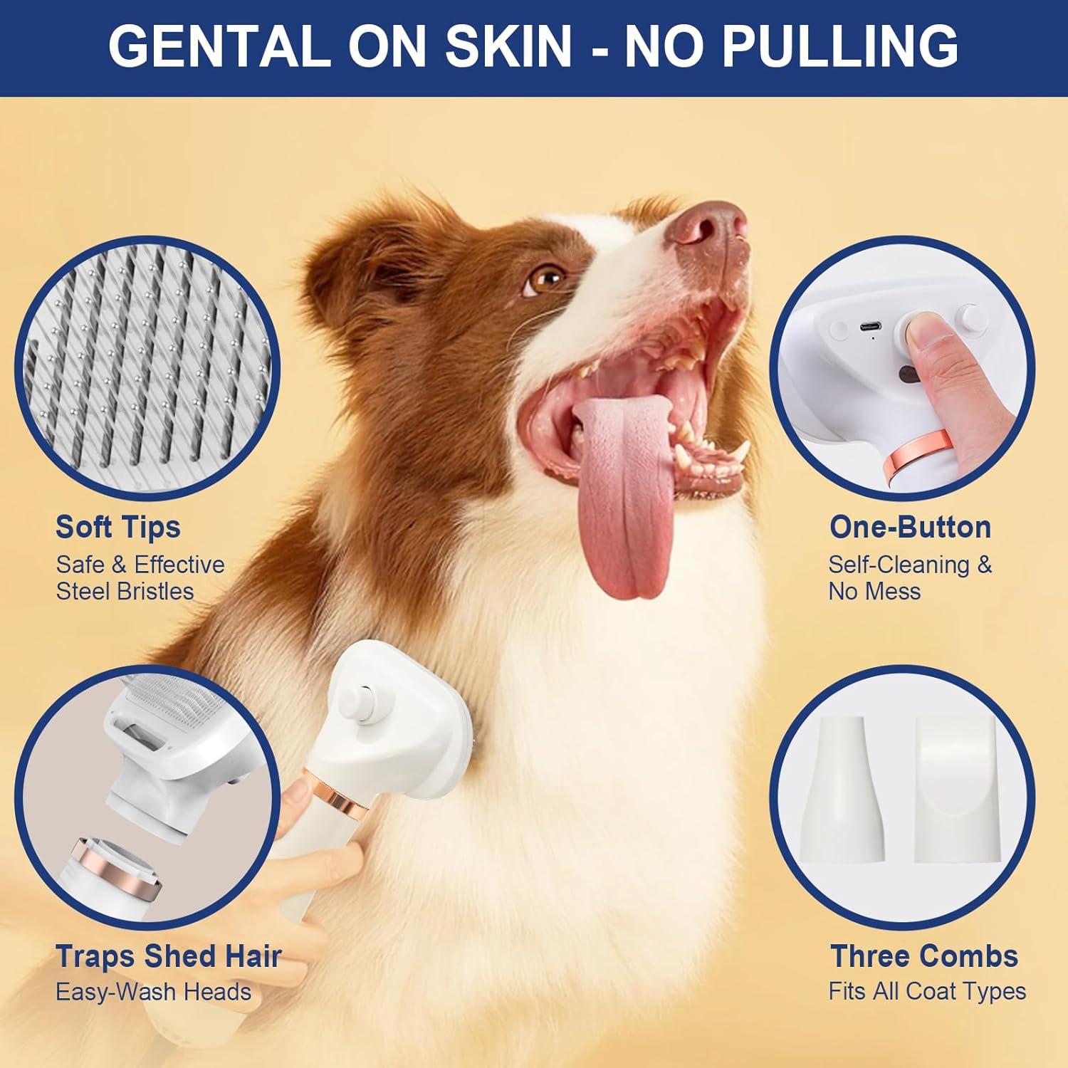 Cepillo Secador 3 en 1 para Mascotas POPET - Portátil, Ajustable