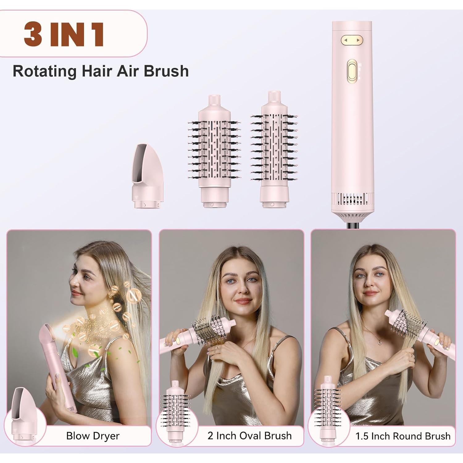 Cepillo Secador de Pelo Rotatorio Trylater 3 en 1 con 2 Cepillos