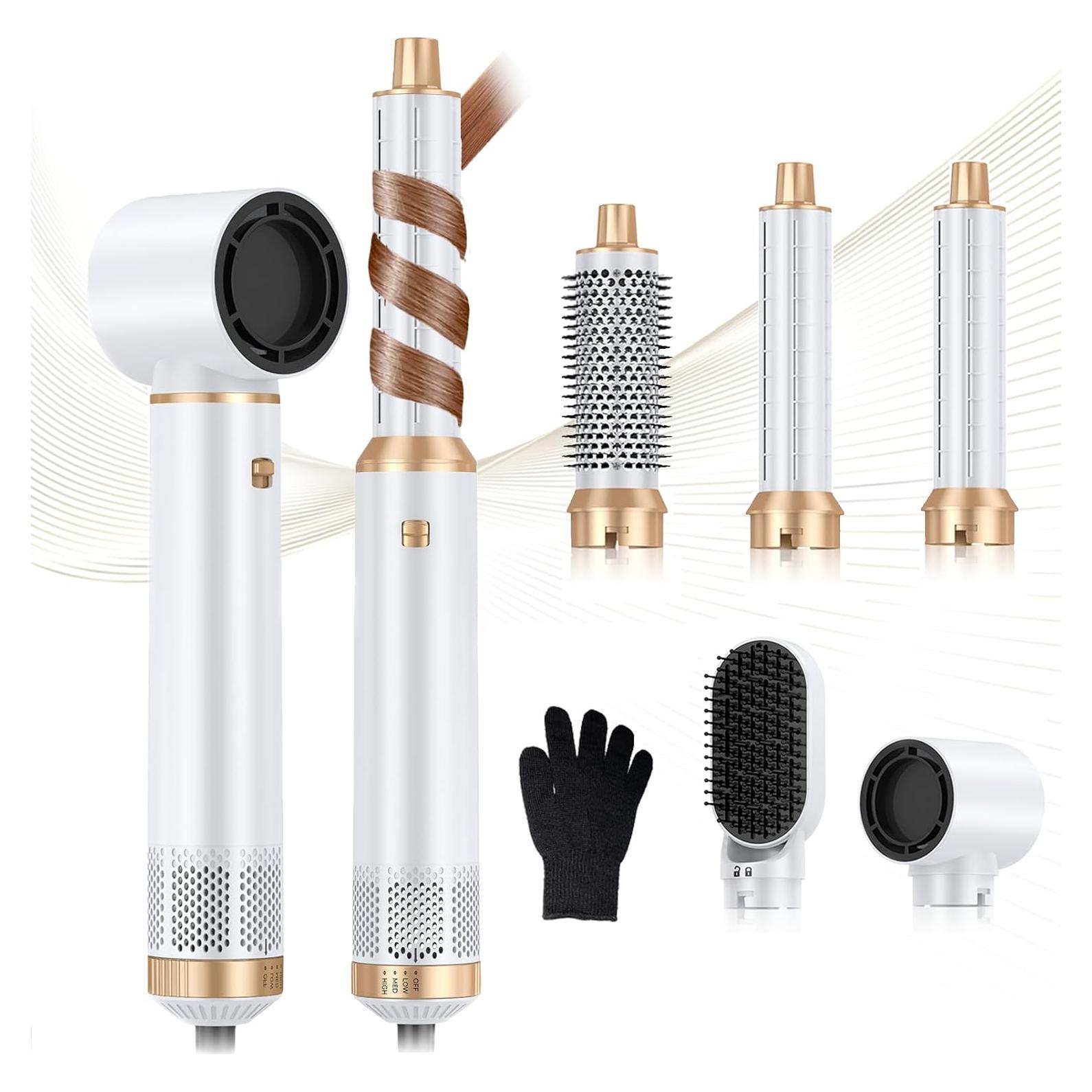 Hair Dryer Brush 5 in 1, Negative Ion Blow Dryer Brush Set Upgrade Hot Air Brush As A Gift for Straight/Curl/Drying/Smoothing Air Styler Curling Wrap Air Curler, Curling Iron Hair Styling Tools