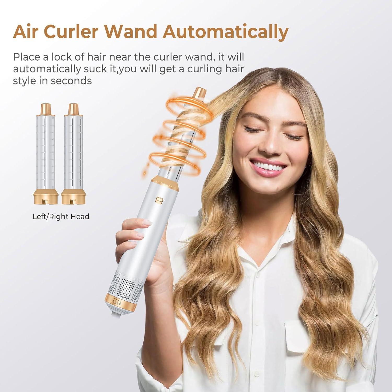 Hair Dryer Brush 5 in 1, Negative Ion Blow Dryer Brush Set Upgrade Hot Air Brush As A Gift for Straight/Curl/Drying/Smoothing Air Styler Curling Wrap Air Curler, Curling Iron Hair Styling Tools