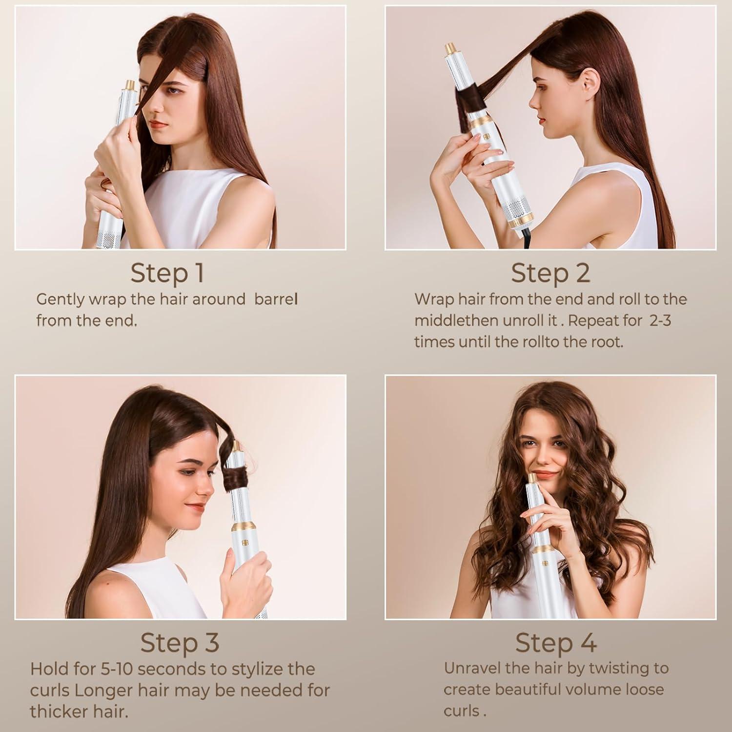 Hair Dryer Brush 5 in 1, Negative Ion Blow Dryer Brush Set Upgrade Hot Air Brush As A Gift for Straight/Curl/Drying/Smoothing Air Styler Curling Wrap Air Curler, Curling Iron Hair Styling Tools