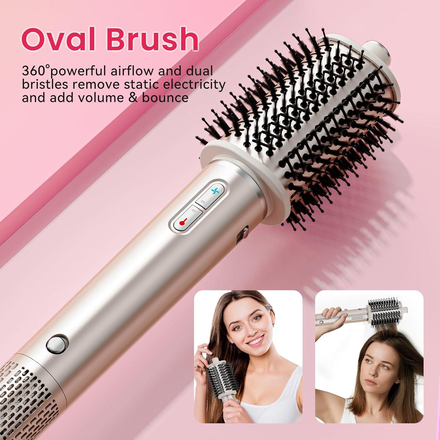 Cepillo Secador de Cabello Fentgo 1400W Dorado - Estilizador Ovalado