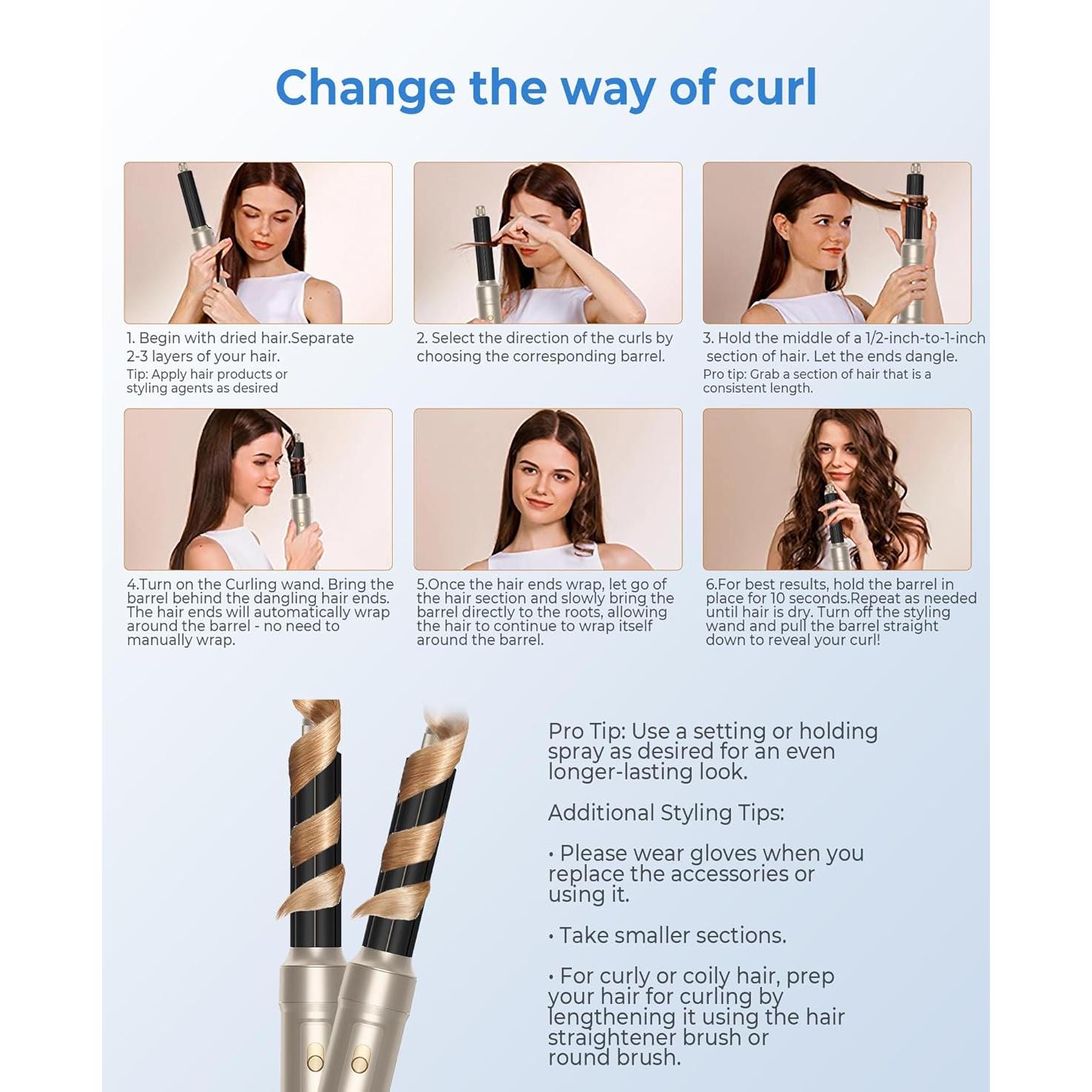 Cepillo Secador 6 en 1 OKWRAP Oro Champán, Estilizador de Cabello