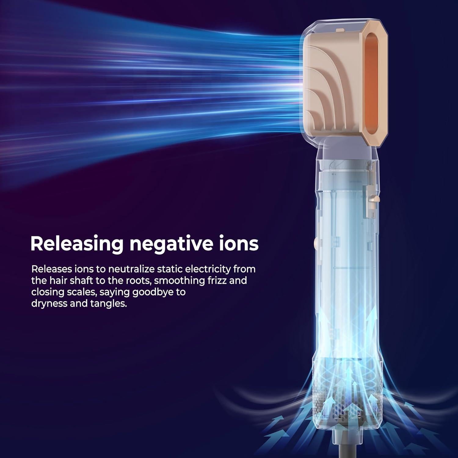 Cepillo Secador 6 en 1 OKWRAP Oro Champán, Estilizador de Cabello