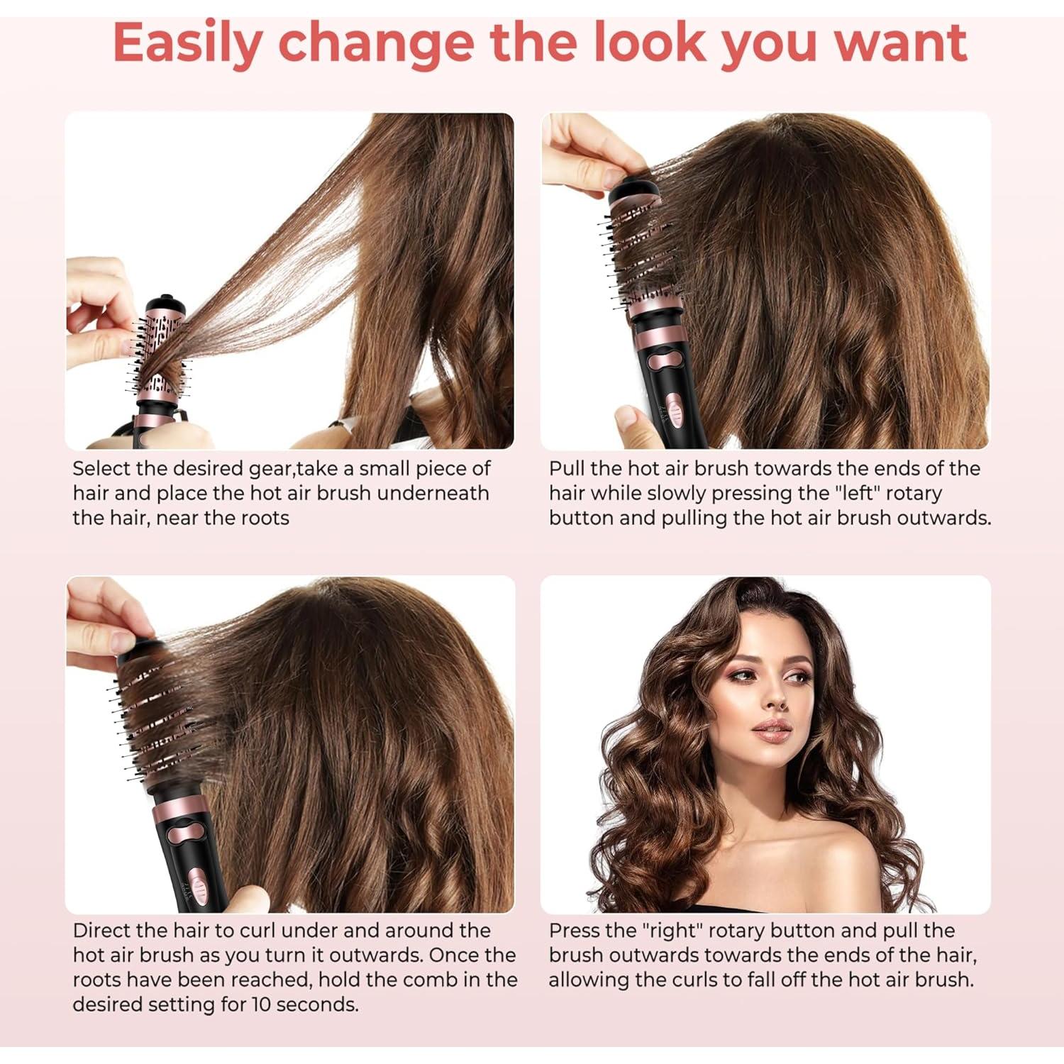 Cepillo Secador de Cabello OKWRAP 3 en 1 Iónico 5 y 8 cm