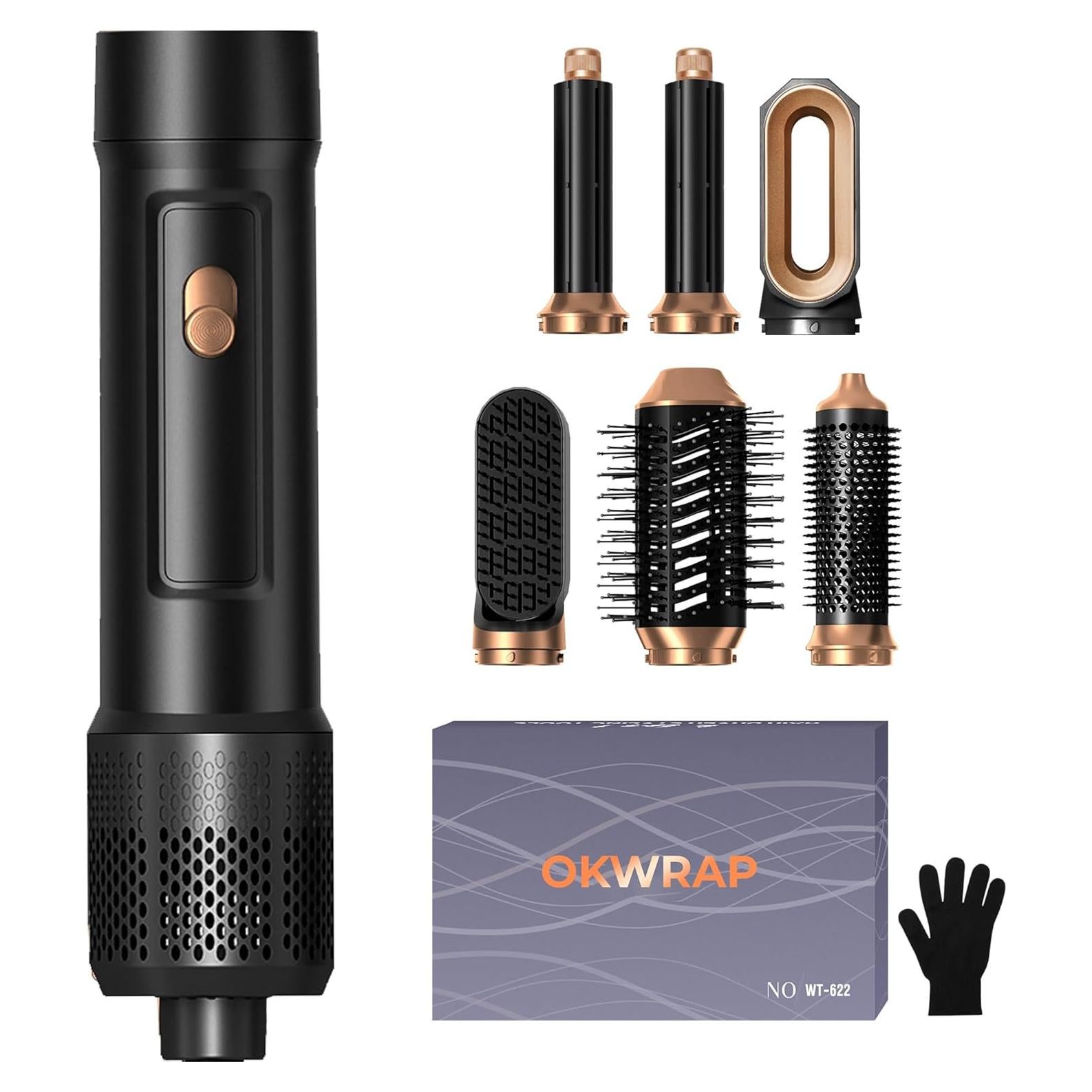 Cepillo Secador 6 en 1 OKWRAP - Plancha de Aire Rizada