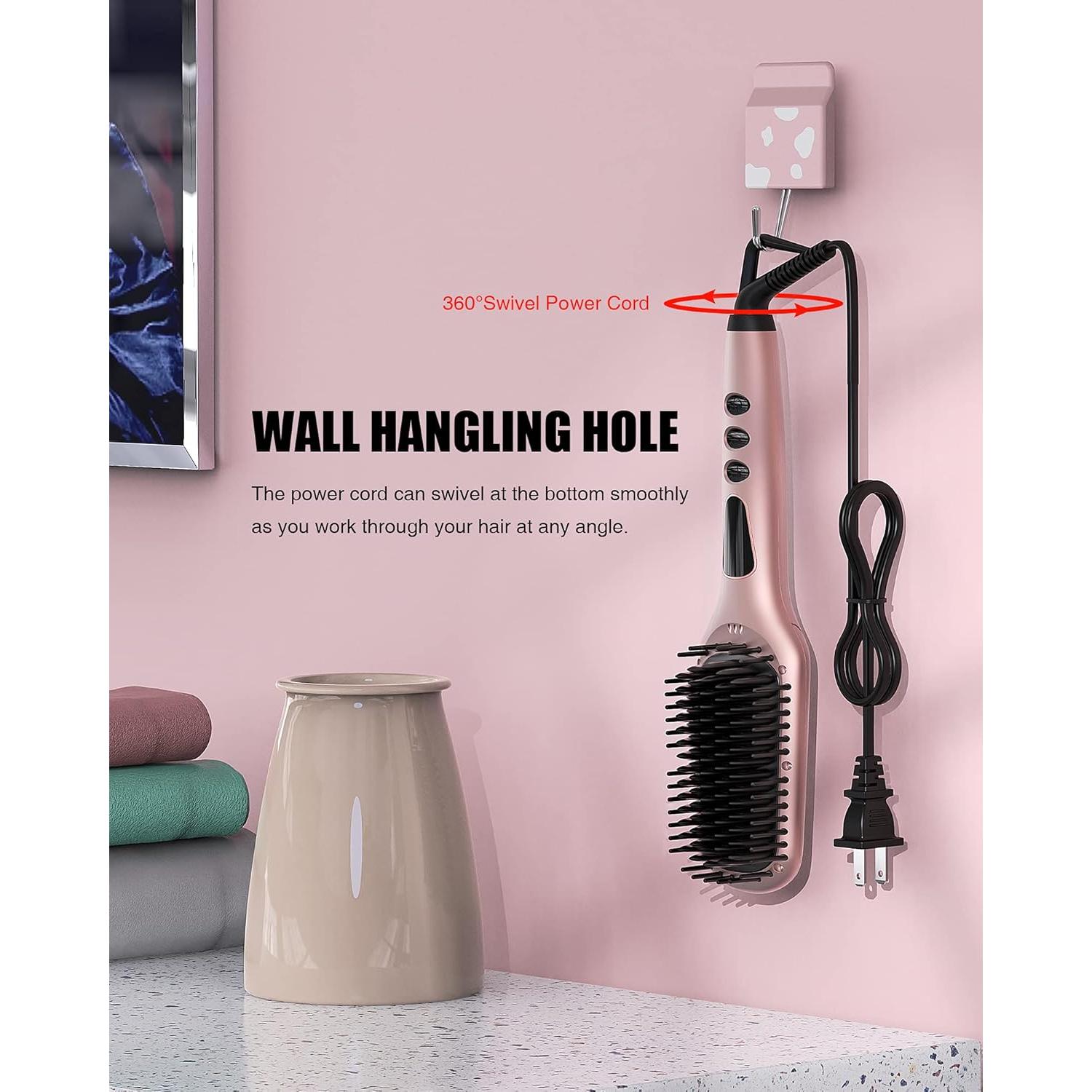 Cepillo Alisador Cerámico MEGAWISE KL-1025 Rosa 2-en-1