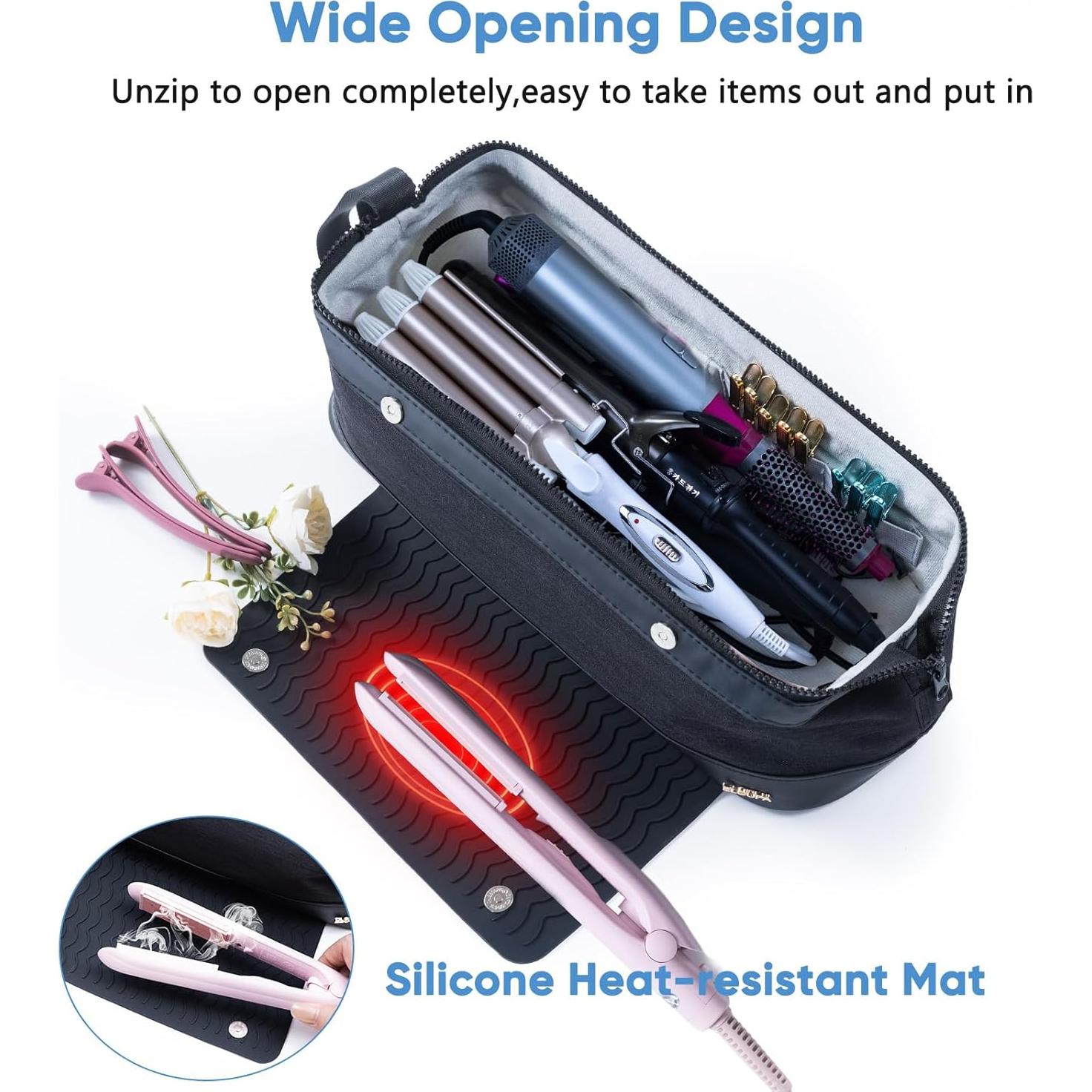 Bolsa de Viaje para Herramientas de Cabello ELCUPA 2EN1 con Alfombrilla