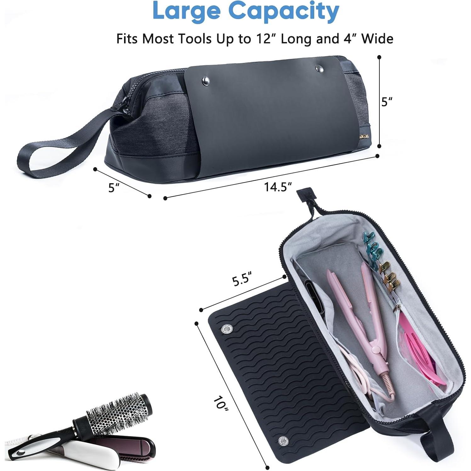 Bolsa de Viaje para Herramientas de Cabello ELCUPA 2EN1 con Alfombrilla