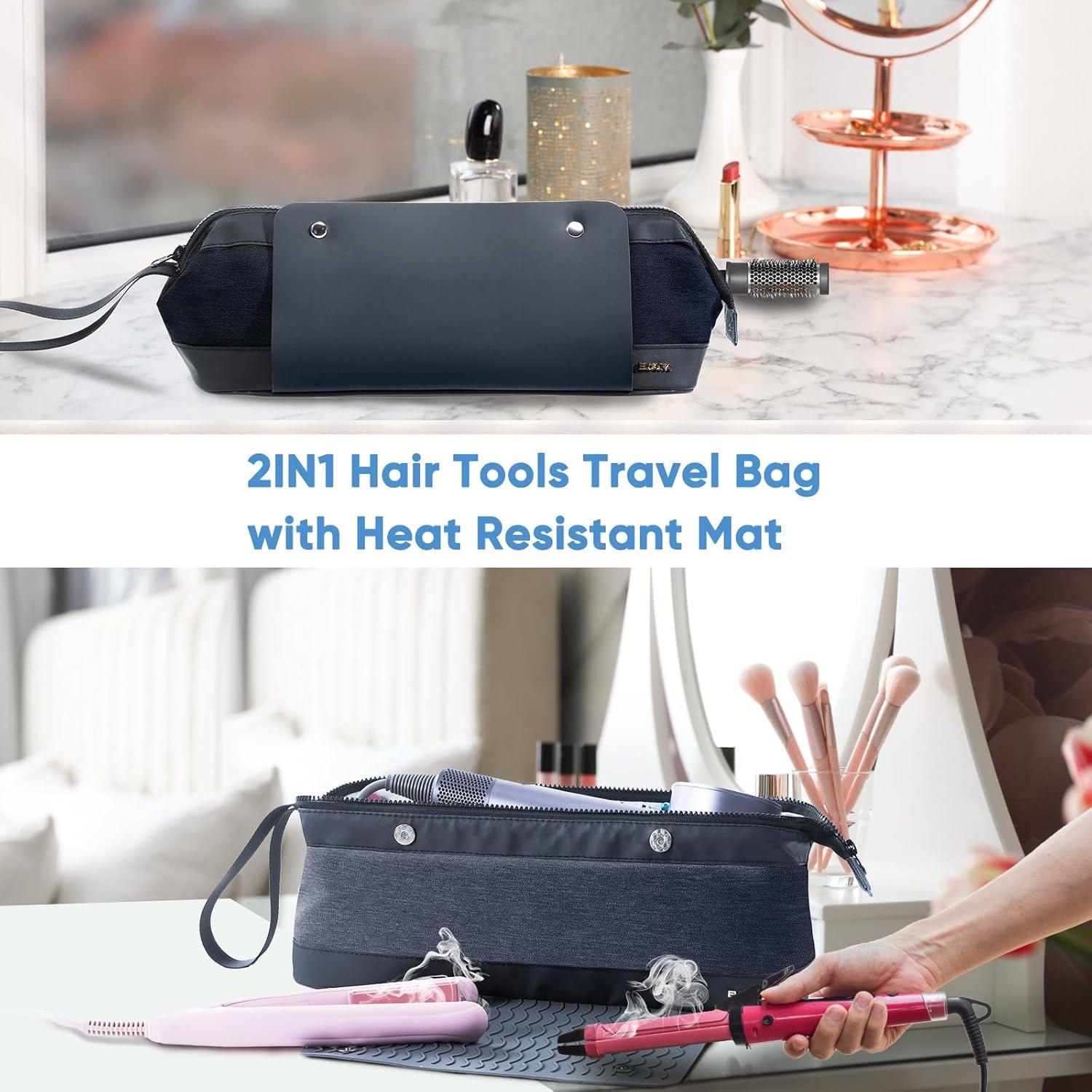 Bolsa de Viaje para Herramientas de Cabello ELCUPA 2EN1 con Alfombrilla