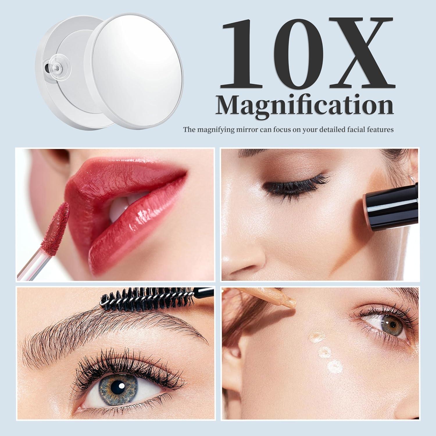 Espejo de tocador iluminado NUSVAN 58x46 cm 10X aumento USB