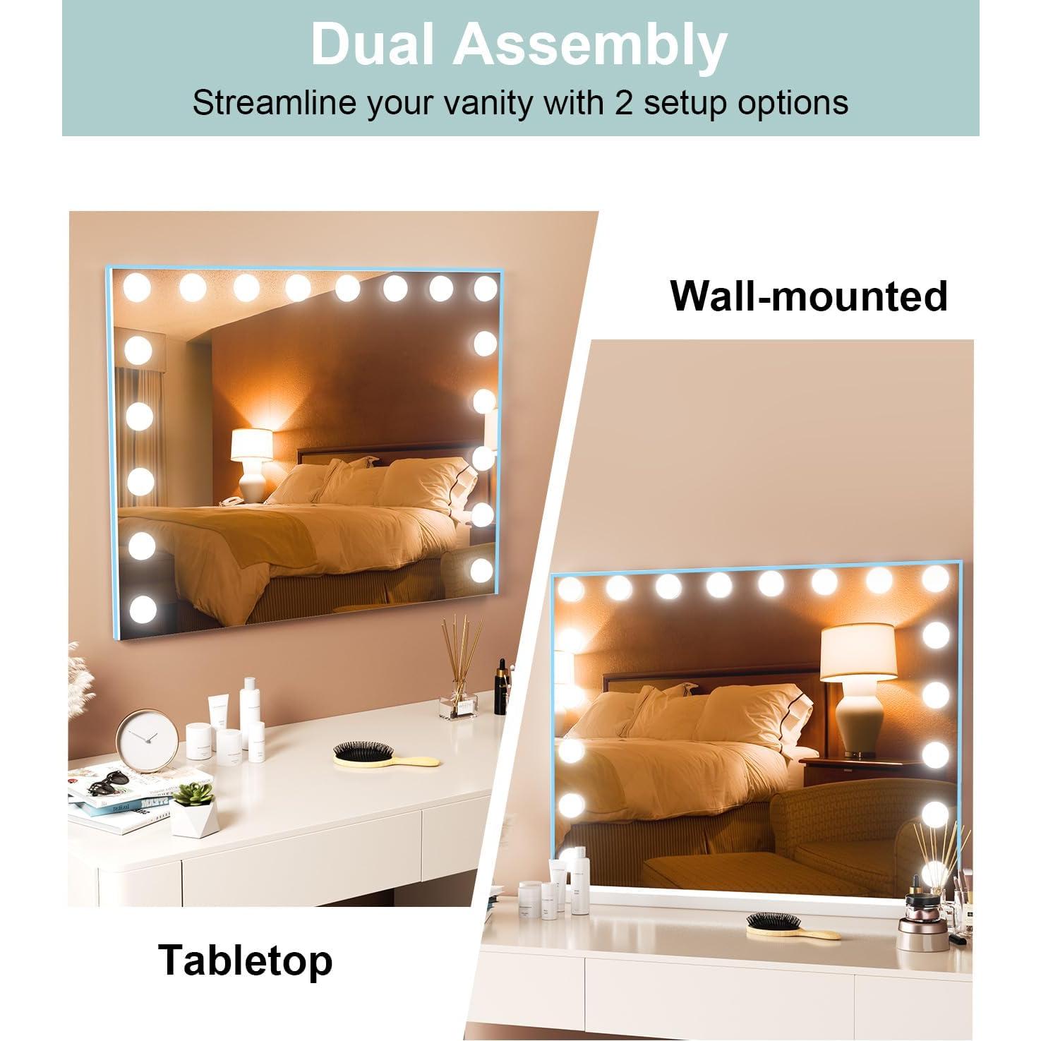 Espejo de Tocador LED DKGEVEAO 70.1x54.9cm con 18 Bombillas