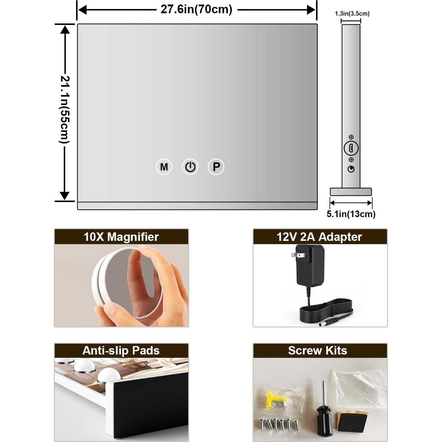 Espejo de Tocador LED DKGEVEAO 70.1x54.9cm con 18 Bombillas