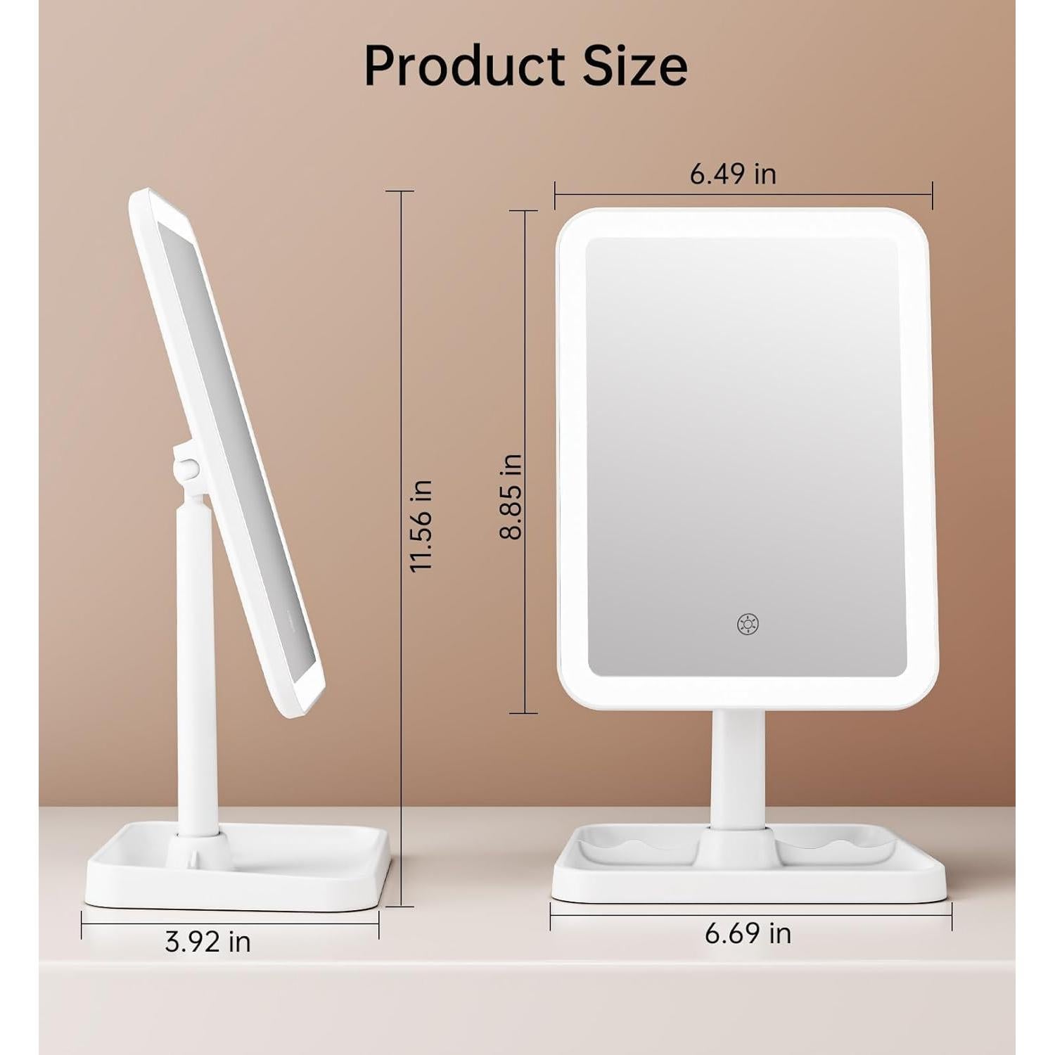 Espejo de Maquillaje Iluminado Famihomii 29.2x17cm 360° USB