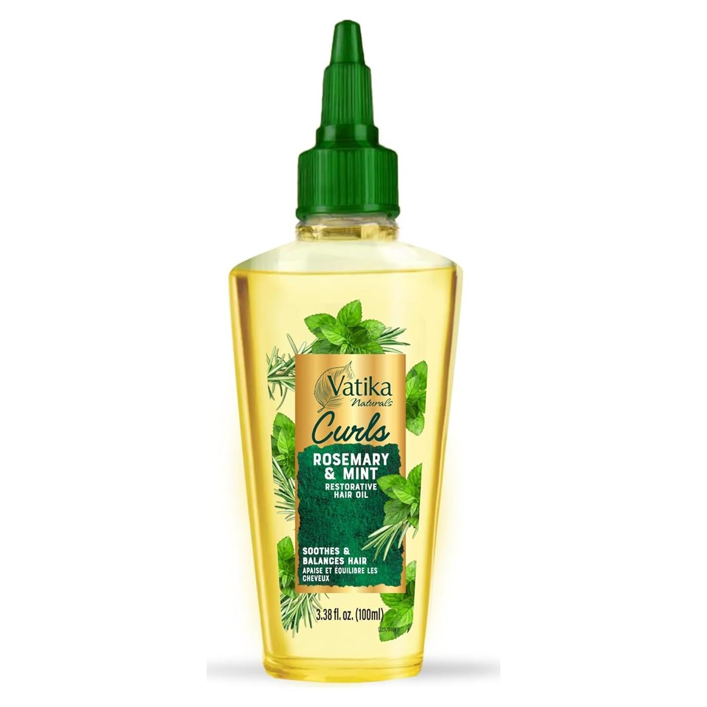 Aceite para el cabello Vatika Curls Romero Menta 100 ml - Nutre y previene caspa