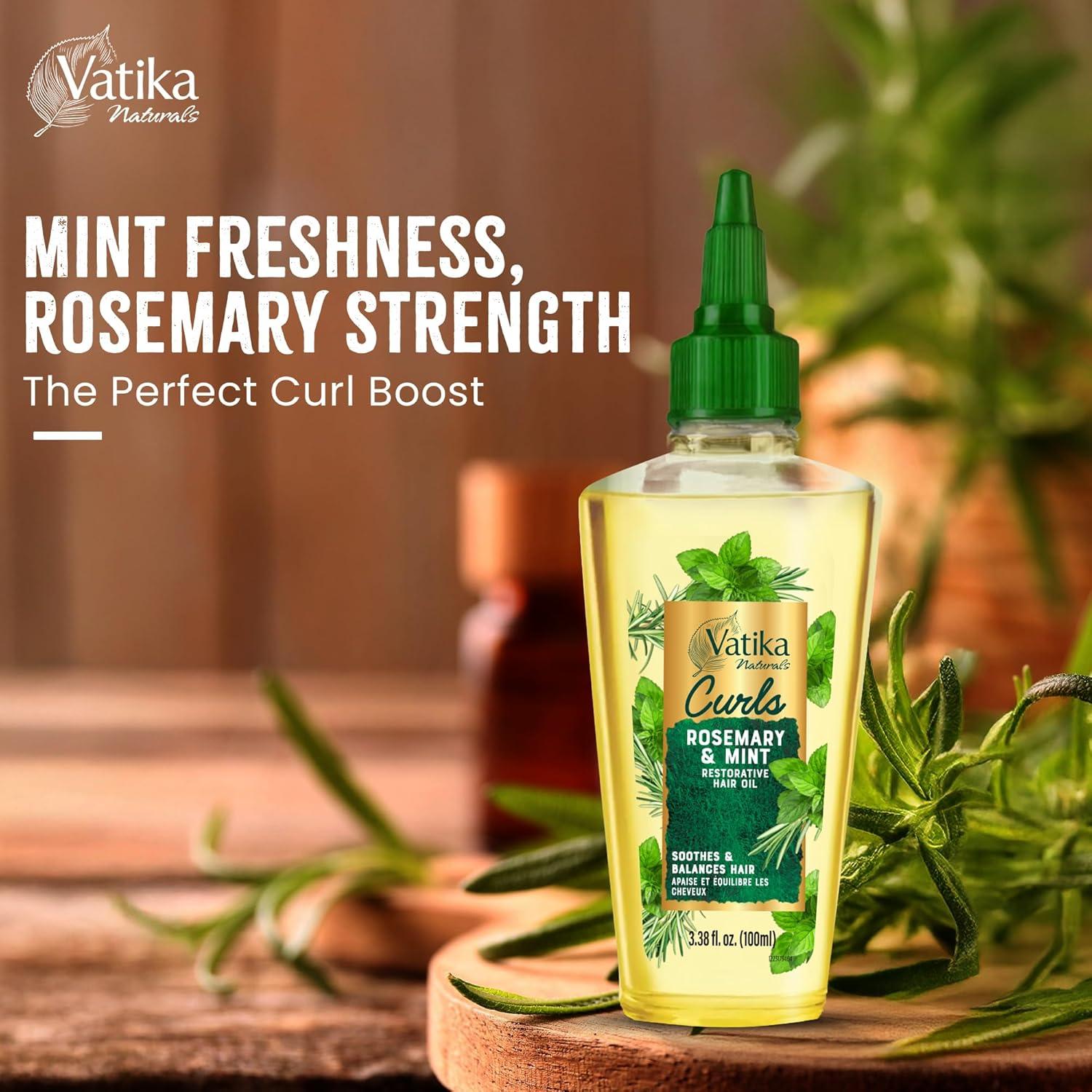 Aceite para el cabello Vatika Curls Romero Menta 100 ml - Nutre y previene caspa