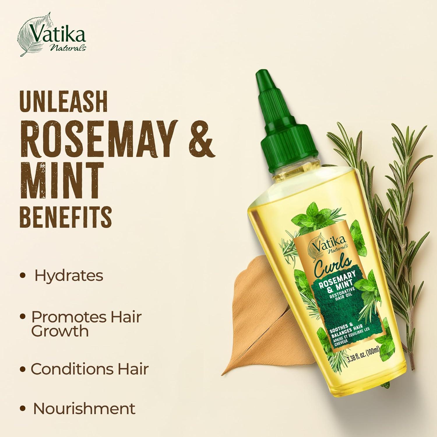 Aceite para el cabello Vatika Curls Romero Menta 100 ml - Nutre y previene caspa