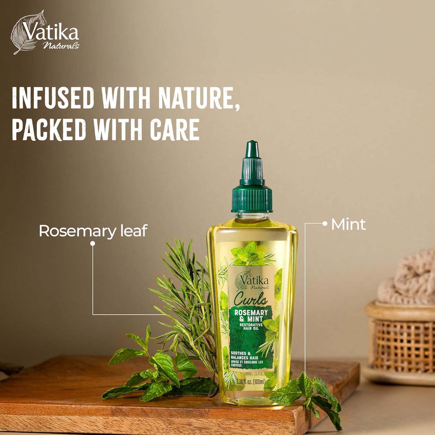 Aceite para el cabello Vatika Curls Romero Menta 100 ml - Nutre y previene caspa