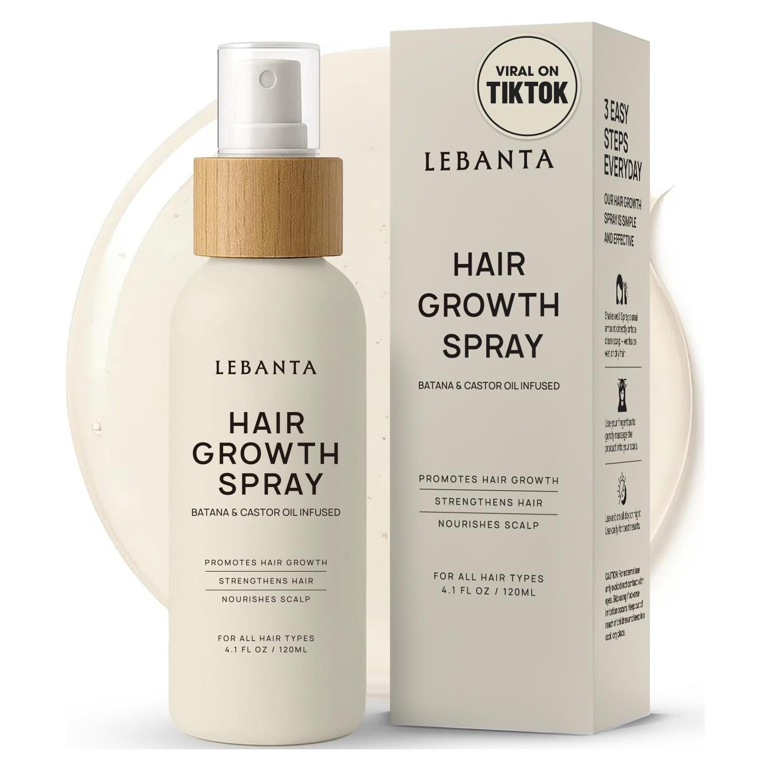 Spray Crecimiento Cabello Lebanta 118ml - Aceite Orgánico Sin Grasa