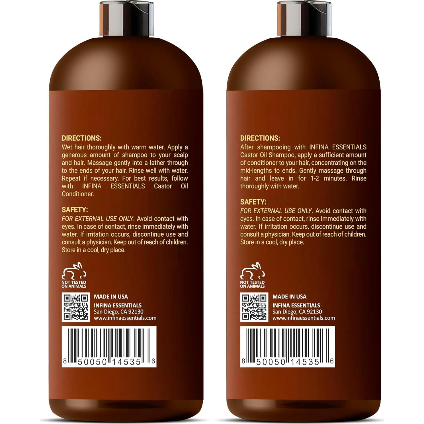 Juego de Champú y Acondicionador Ricino INFINA ESSENTIALS 473 ml