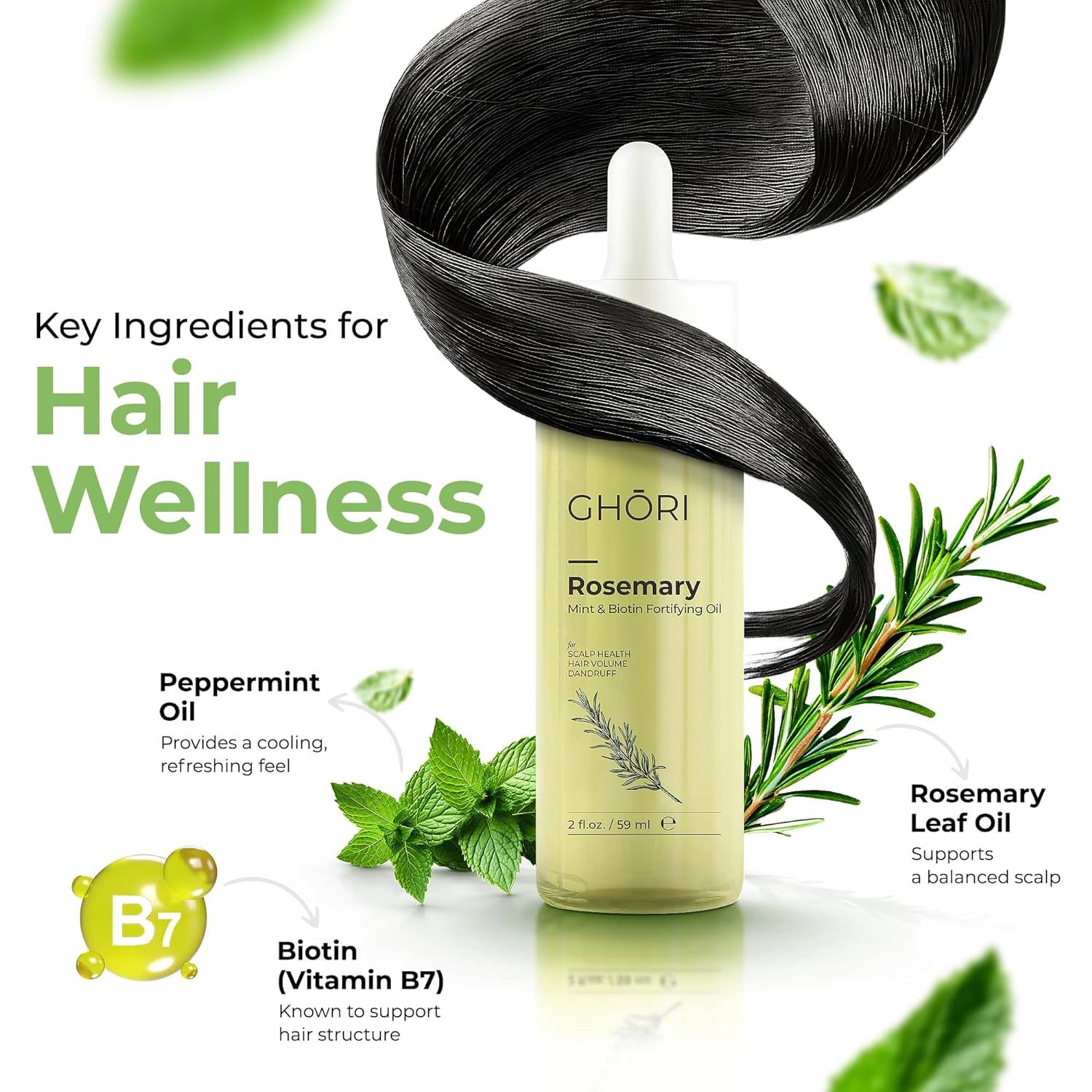 Aceite Fortalecedor para Cabello Ghori 59ml Romero Menta Biotina