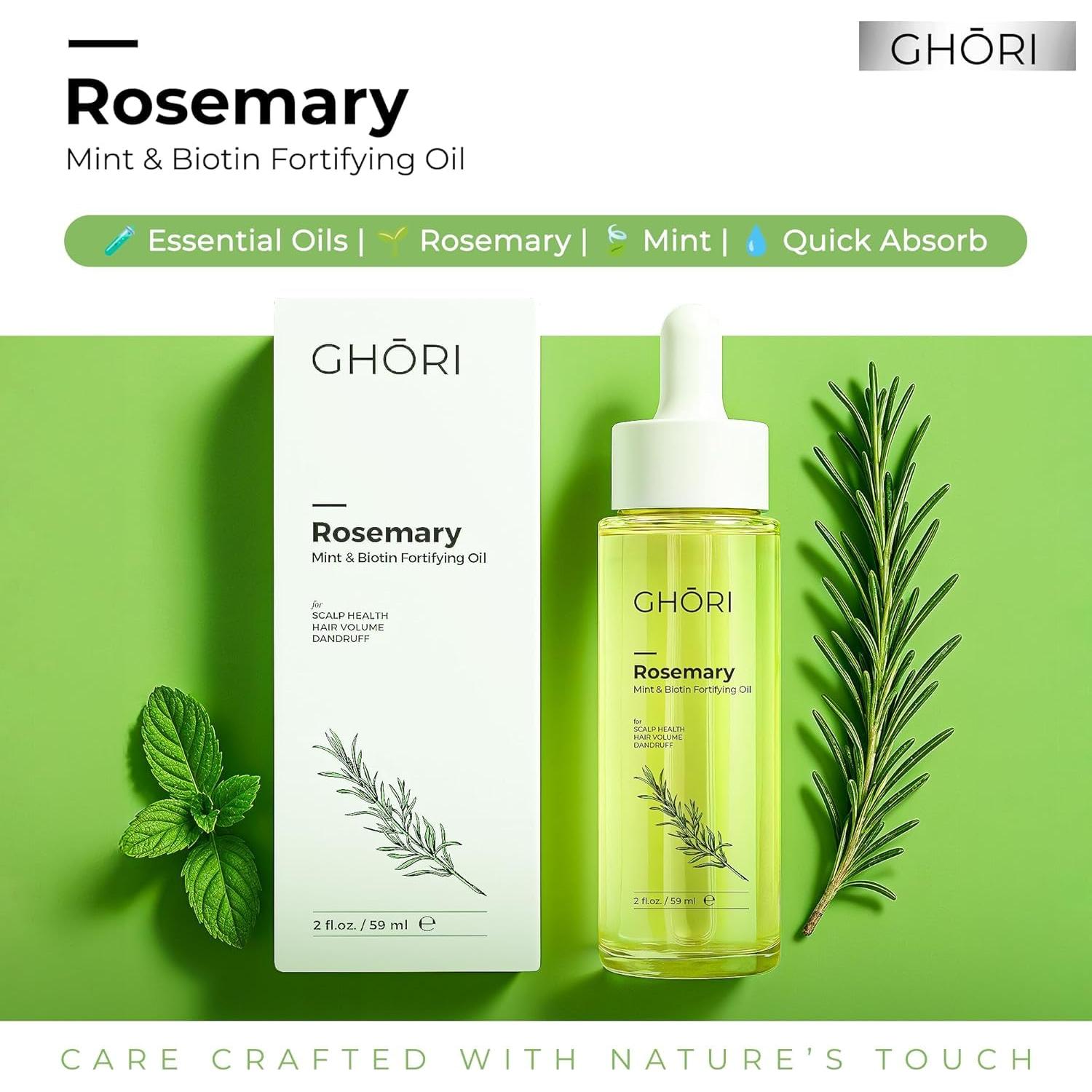 Aceite Fortalecedor para Cabello Ghori 59ml Romero Menta Biotina