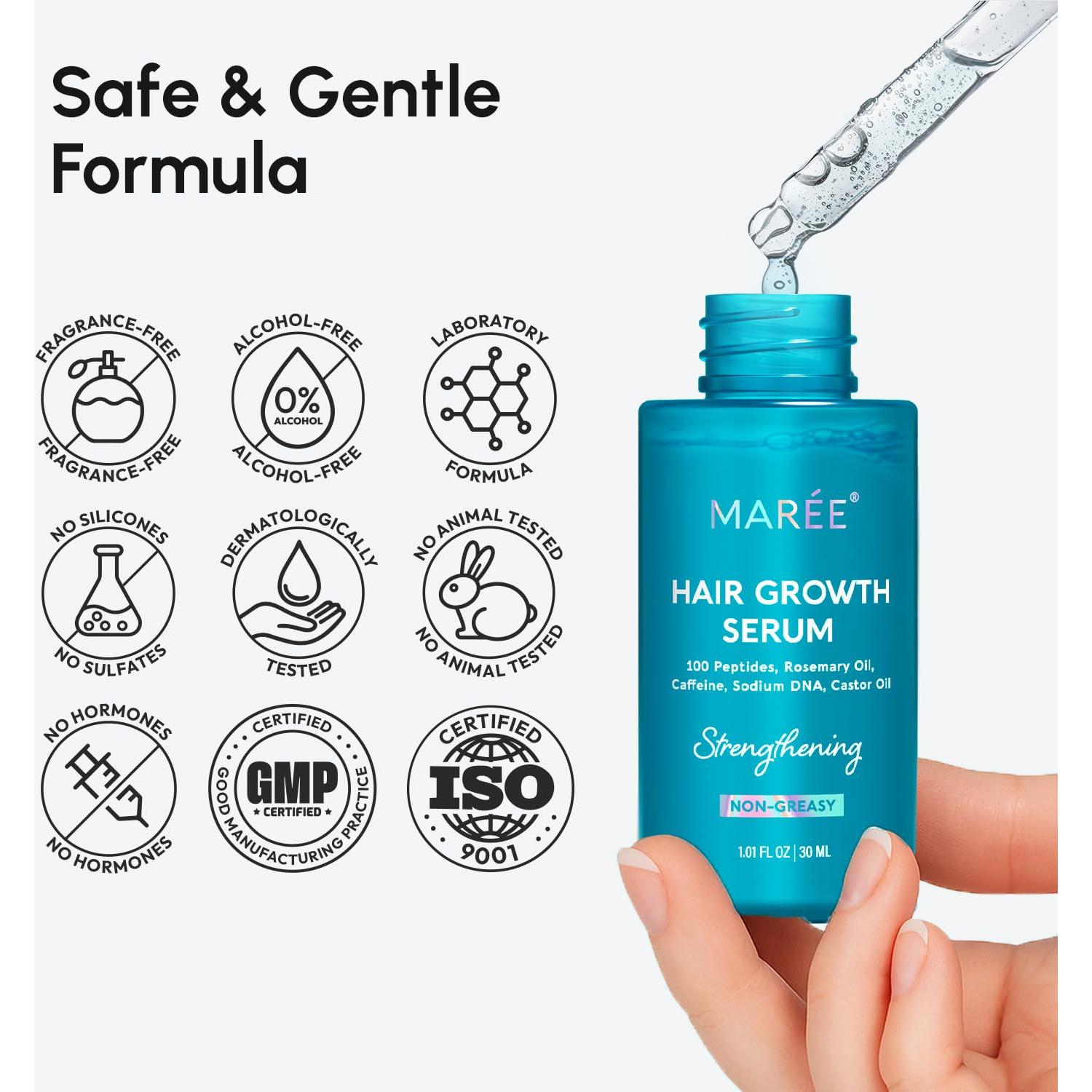 Suero para el Crecimiento del Cabello MAREE - Péptidos y Aceite de Ricino