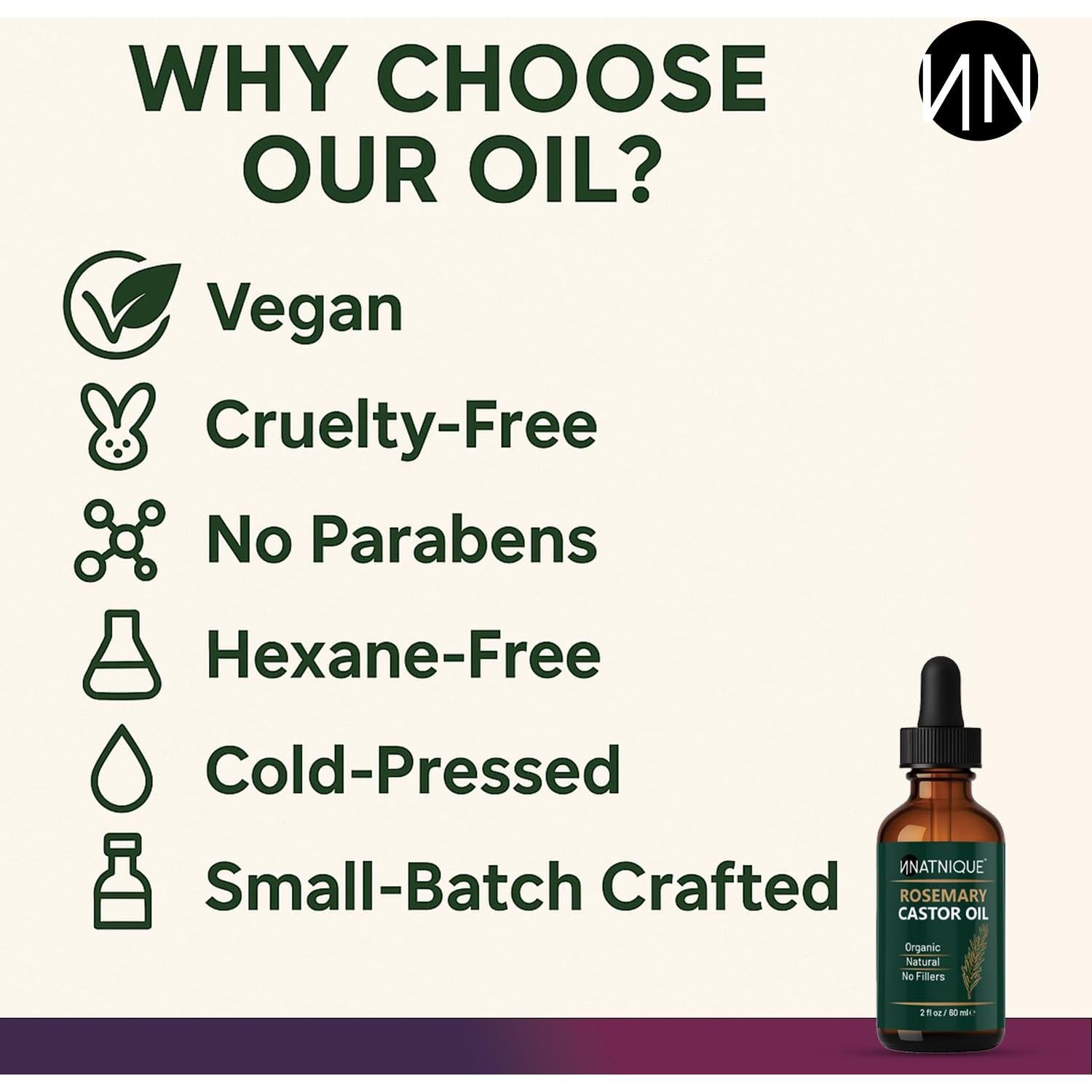 Aceite de Ricino y Romero Orgánico Natnique 59ml - Crecimiento Capilar