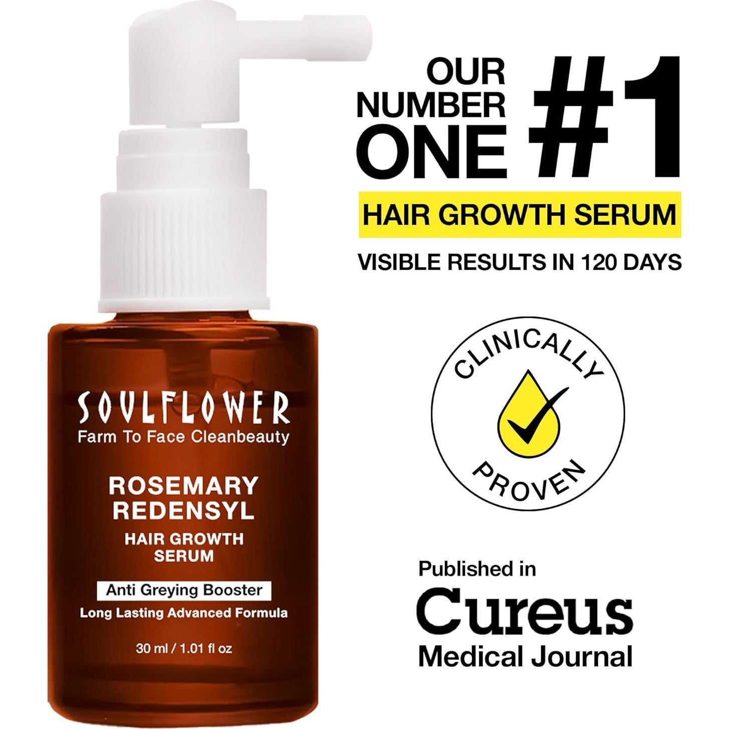 Suero de Crecimiento Capilar Soulflower 30 ml | Redensyl 3%, Romero, Biotina