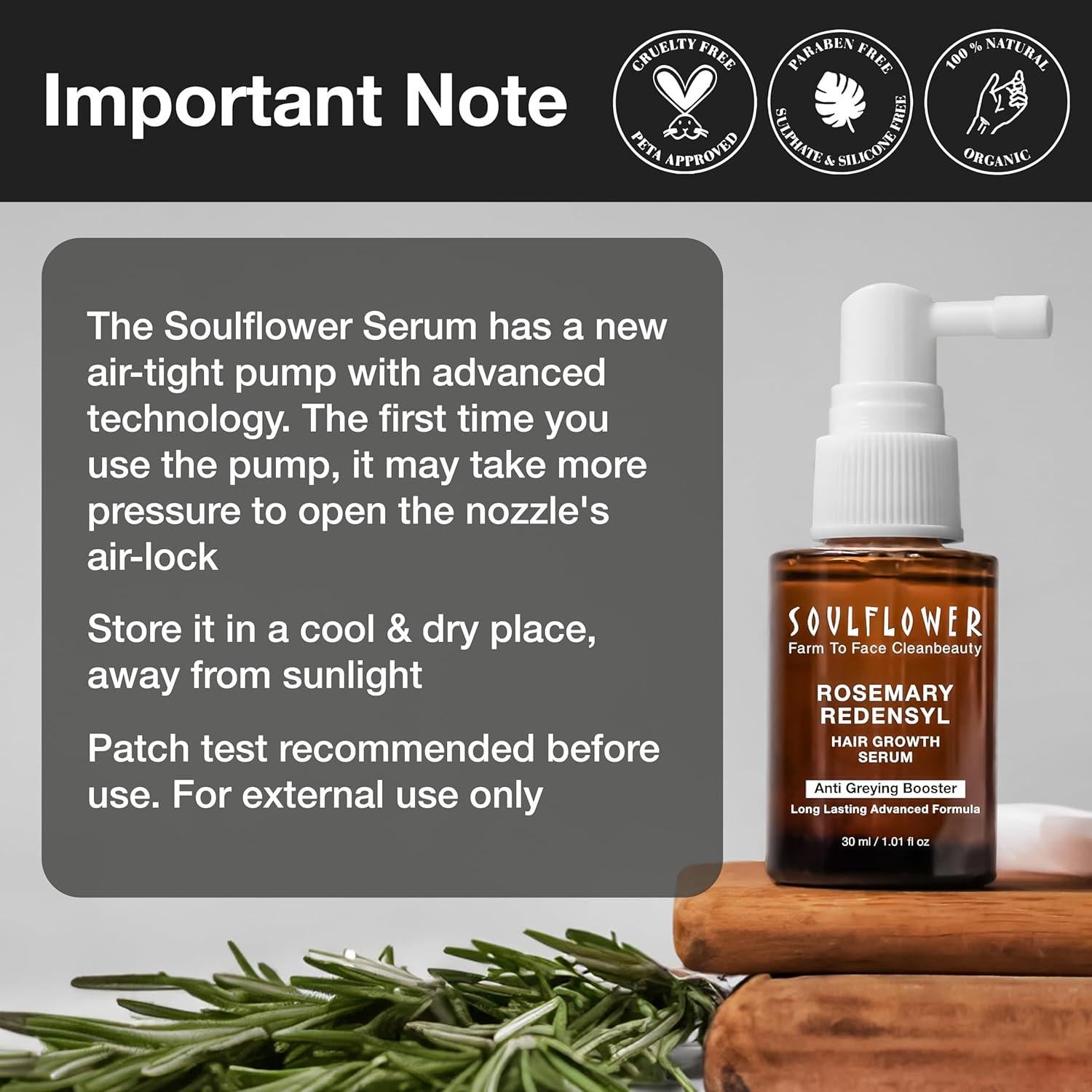 Suero de Crecimiento Capilar Soulflower 30 ml | Redensyl 3%, Romero, Biotina