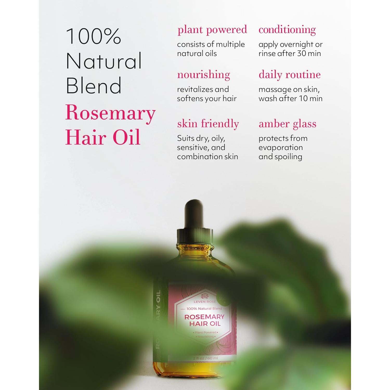 Aceite de Crecimiento Capilar Orgánico Leven Rose 60 ml