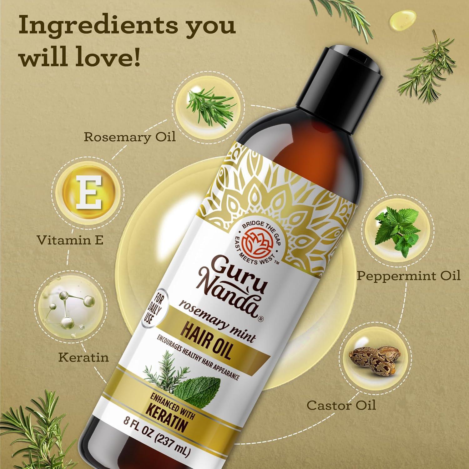 Aceite de Romero Menta GuruNanda 227ml - Crecimiento Cabello