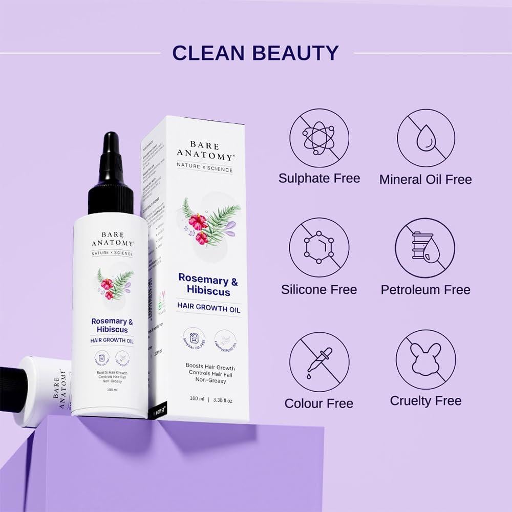 Aceite Crecimiento Capilar Bare Anatomy 100ml Romero Hibisco