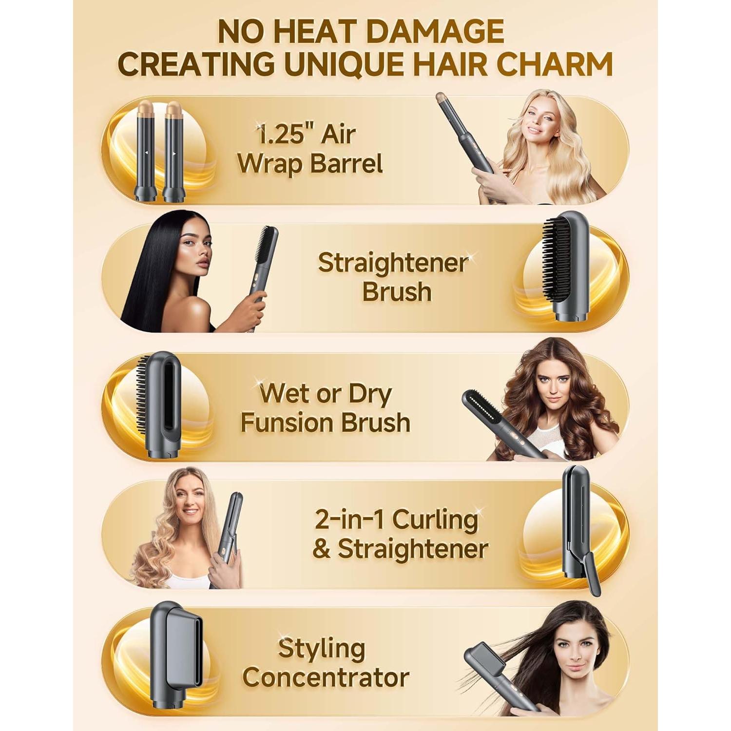 Secador de Cabello WindBlow 6 en 1 Alta Velocidad Anti-Frizz