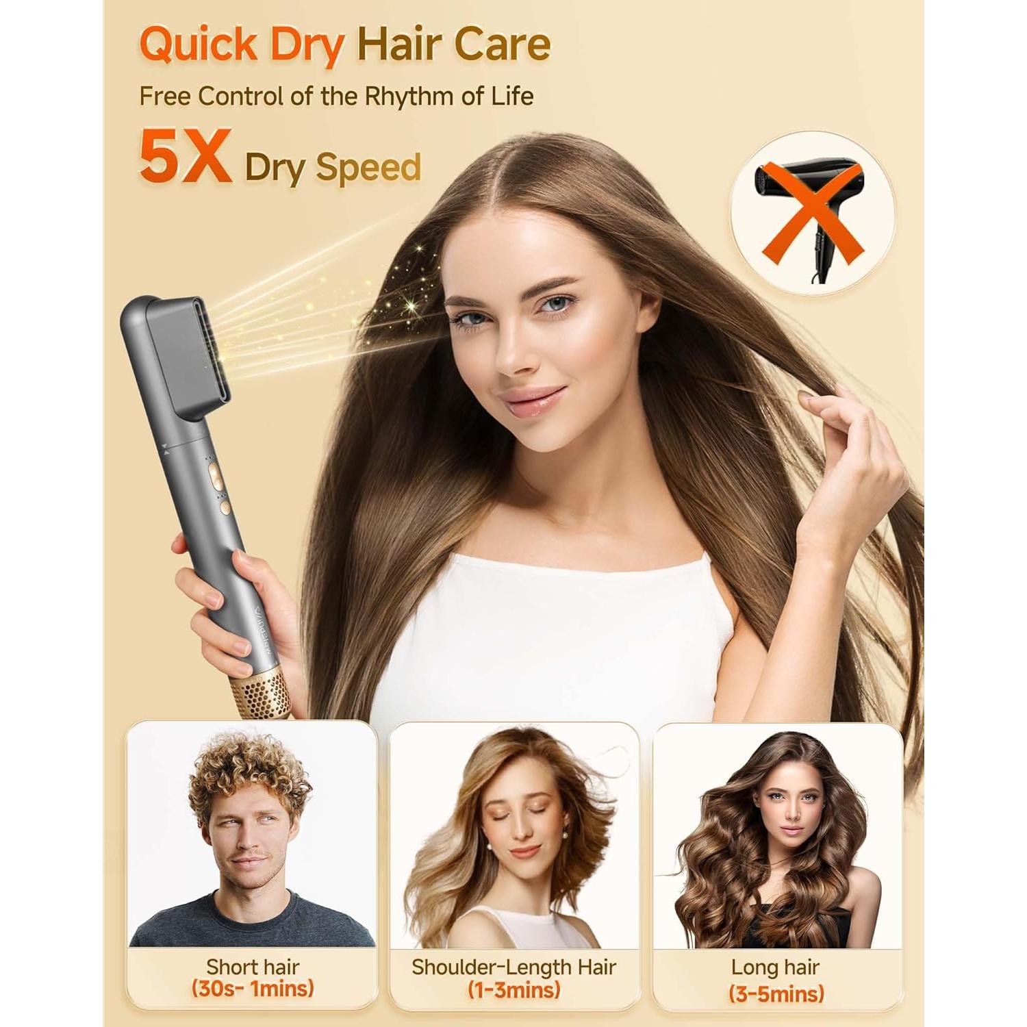 Secador de Cabello WindBlow 6 en 1 Alta Velocidad Anti-Frizz