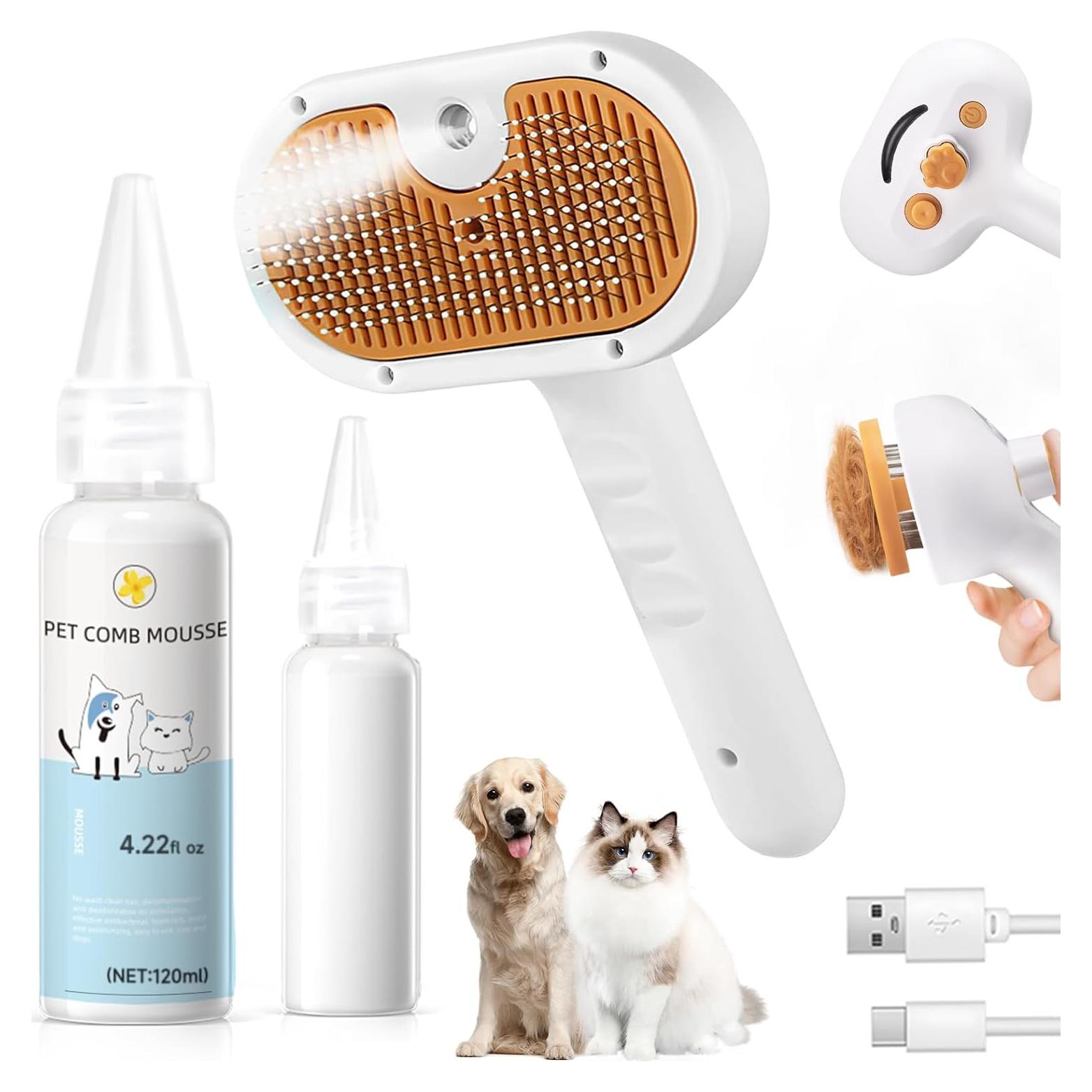 Cepillo de Vapor para Mascotas FASHIONAR 3 en 1 con Champú