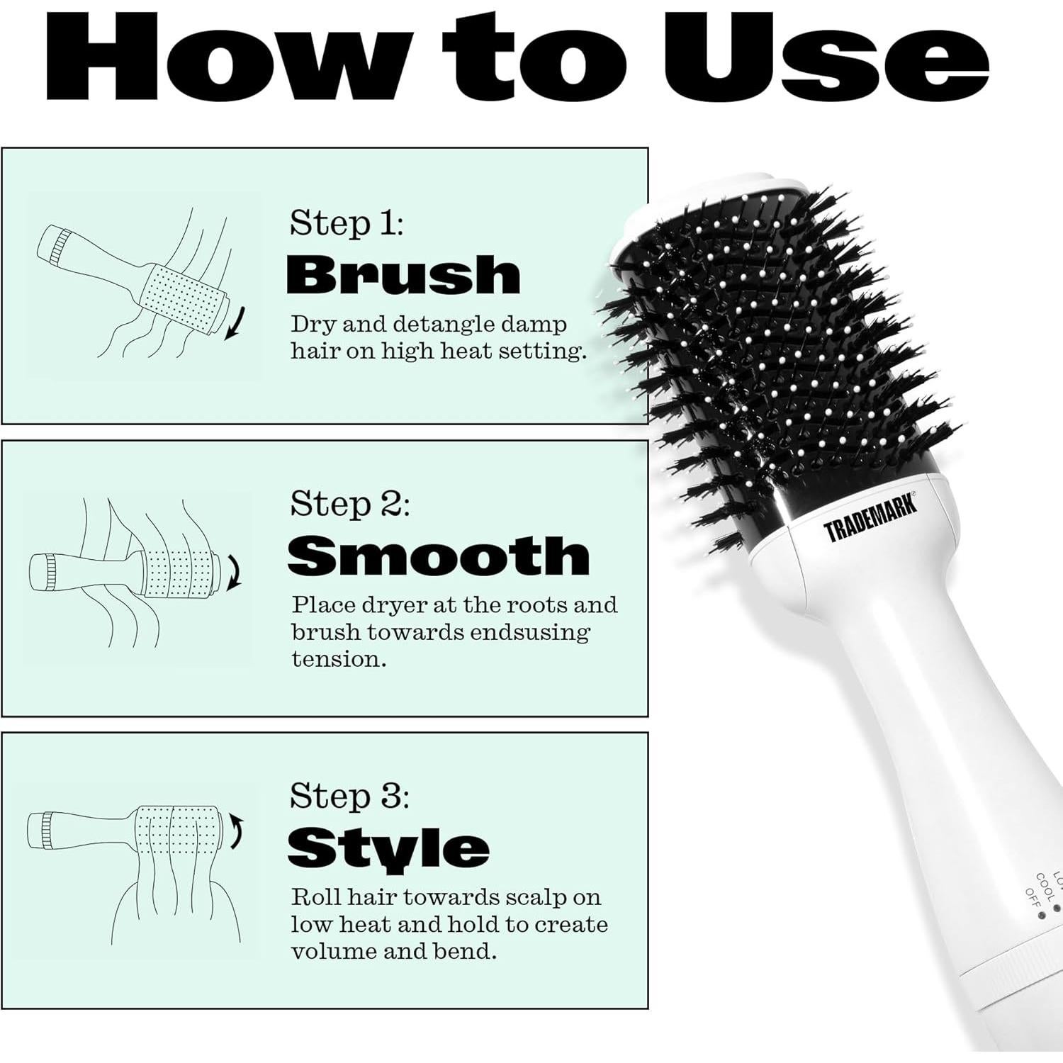 Cepillo Secador Trademark Beauty Easy Blo 4 en 1 - Blanco